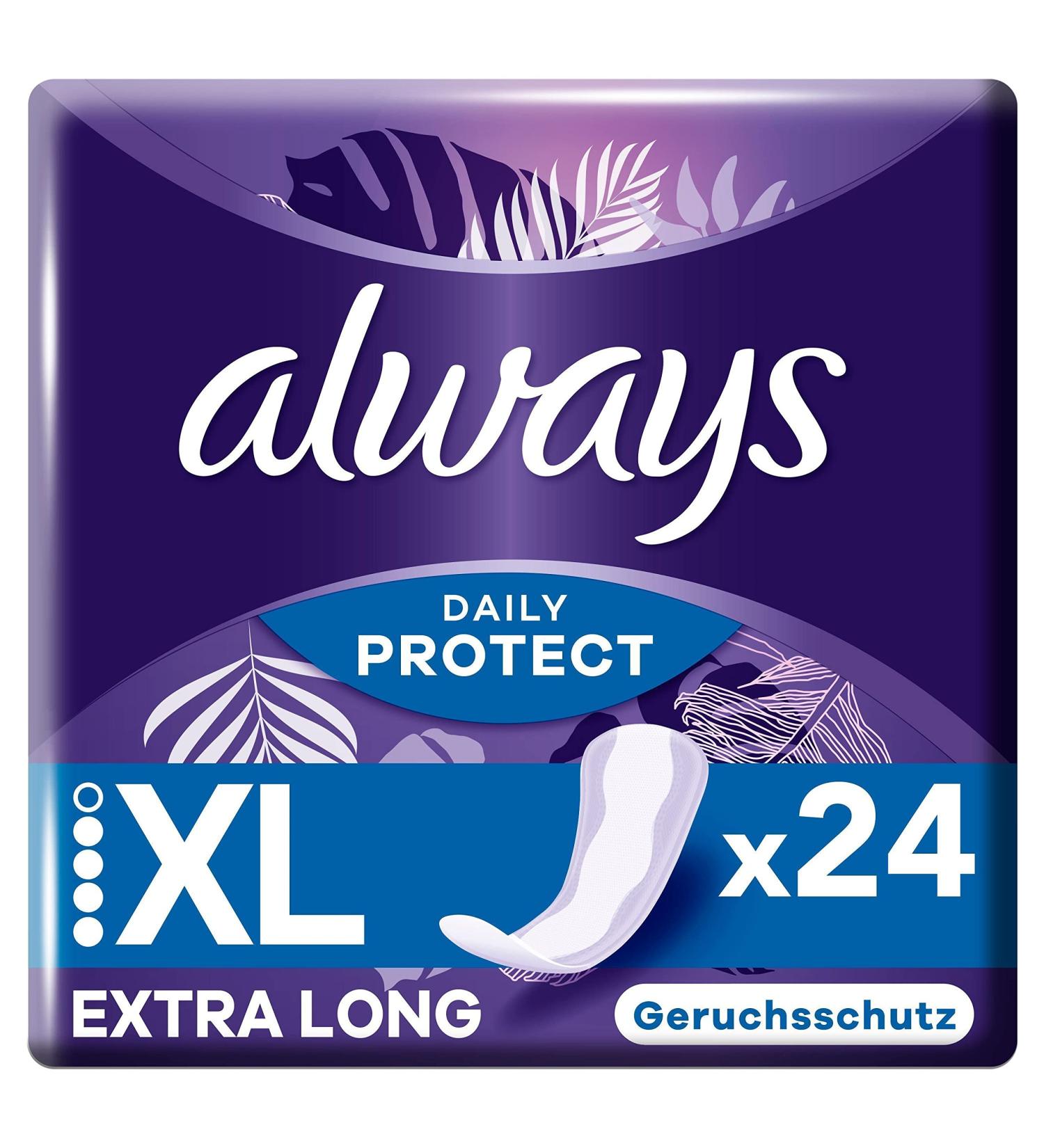 Always Dailies Protect Extra Long Panty Liners for Women - 24 Pads Odor Protection & Breathable Flexibility International Shipping Available - Buy Online on GoSupps.com