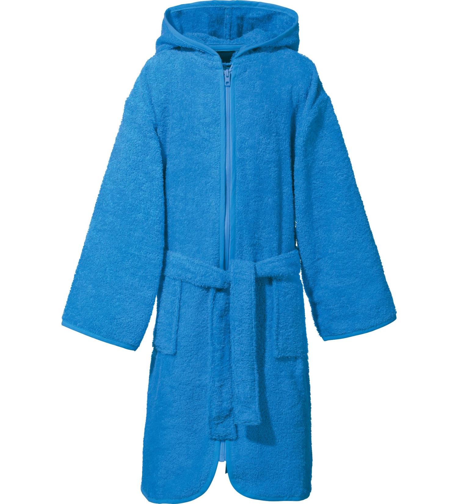 Erwin M ller Children's Blue Bathrobe with Zipper & Hood - 100% Cotton Soft & Strong Size 110/116 - Buy Online on GoSupps.com