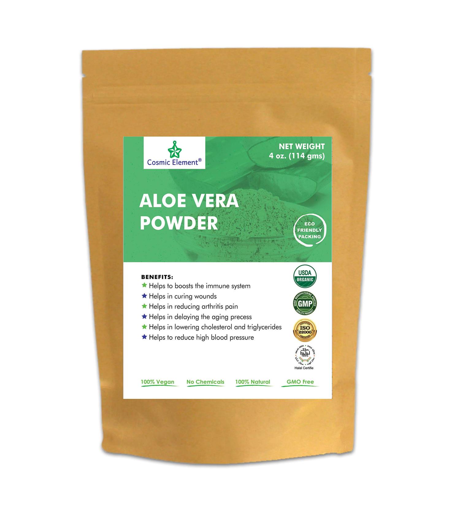 Organic Aloe Vera Powder - 100% Pure Gel for Hydrating After Sun Care - Face, Body, Skin & Hair Moisturizer - 4 oz - Buy Online on GoSupps.com