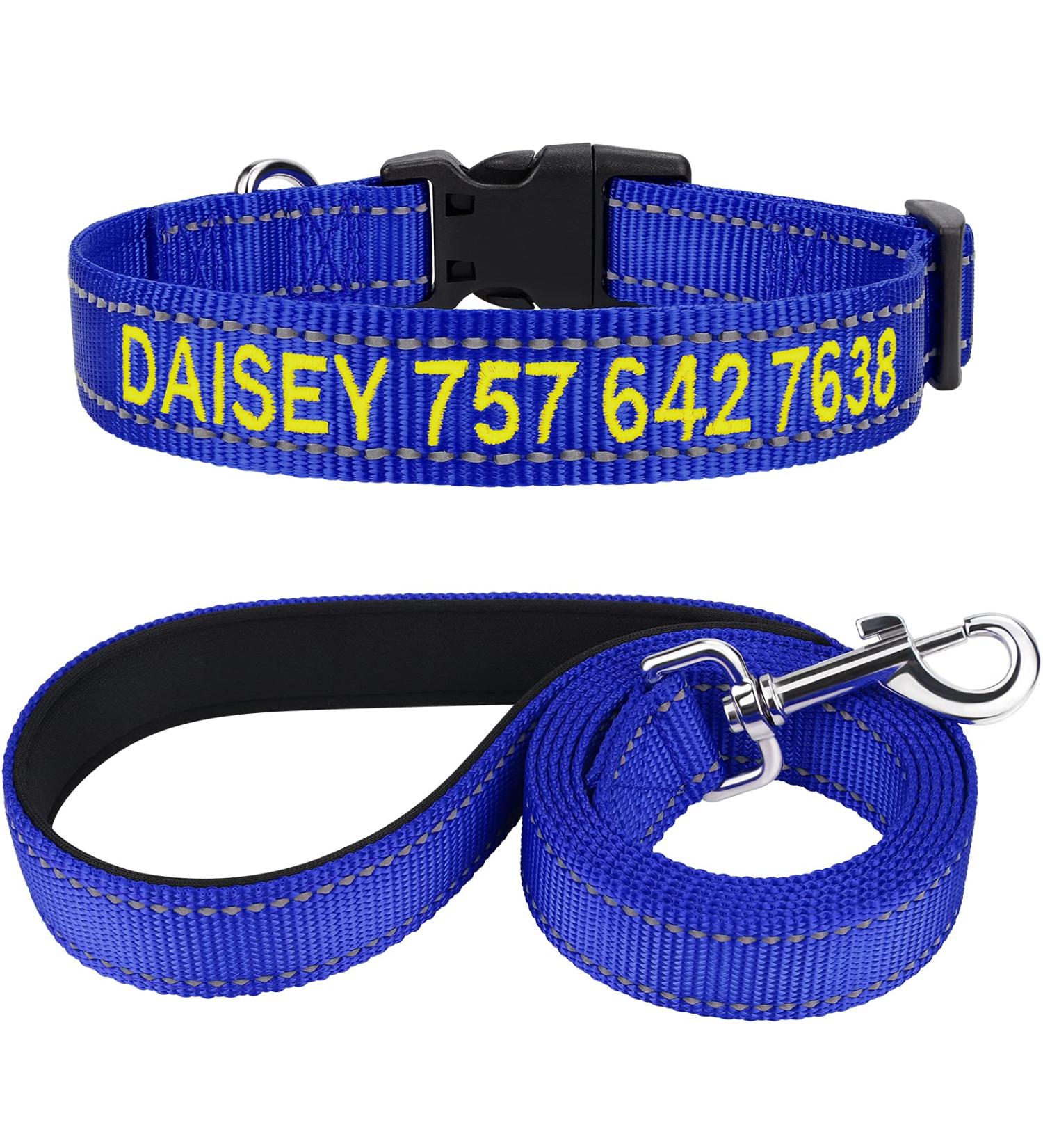 Buy Personalized Reflective Dog Collar & Leash Set - Tagme Royal Blue XS | 1 Pack 1.5m Double-Sided | Ideal for Small Dogs - Buy Online on GoSupps.com