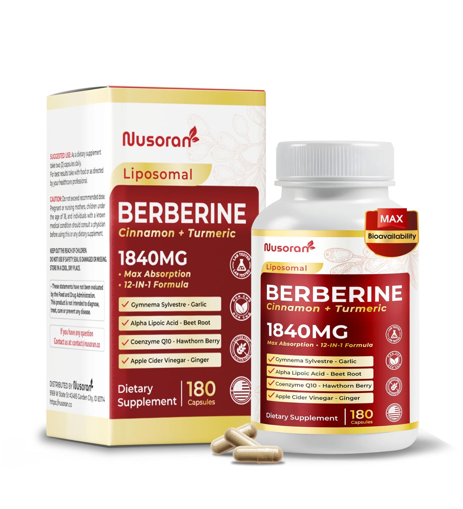 Ultra Berberine 1840 mg - 12-in-1 with Cinnamon Turmeric CoQ10 ALA Gymnema Bitter Melon - Max Absorption - 180 Capsules - Non-GMO Gluten-Free Lab Tested 180 count (pack of 1) - Buy Online on GoSupps.com