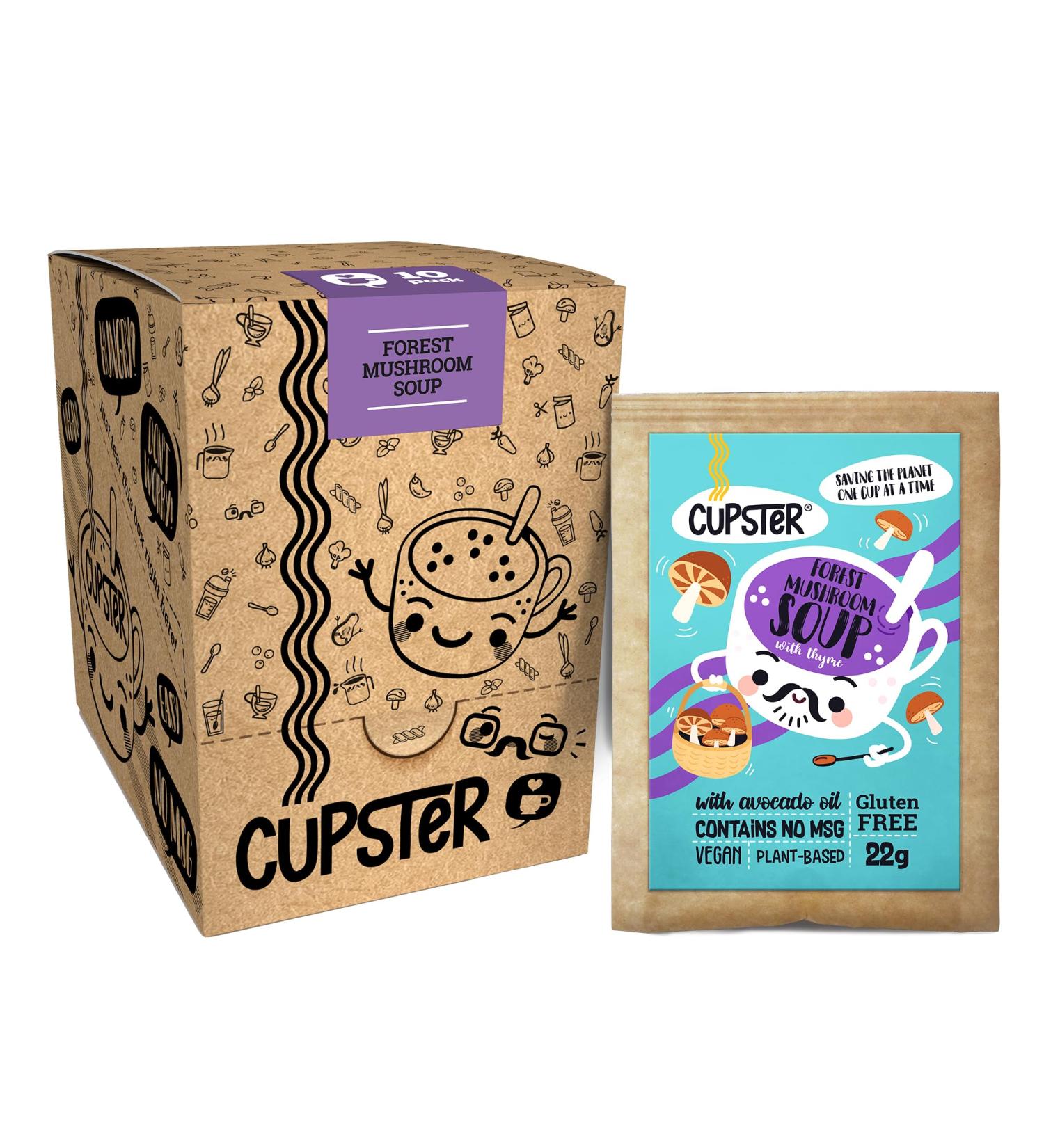 Mill & Folks Cupster Instant Forest Mushroom Soup 10pack (10x22g) | Vegan & Gluten-Free - Buy Online on GoSupps.com