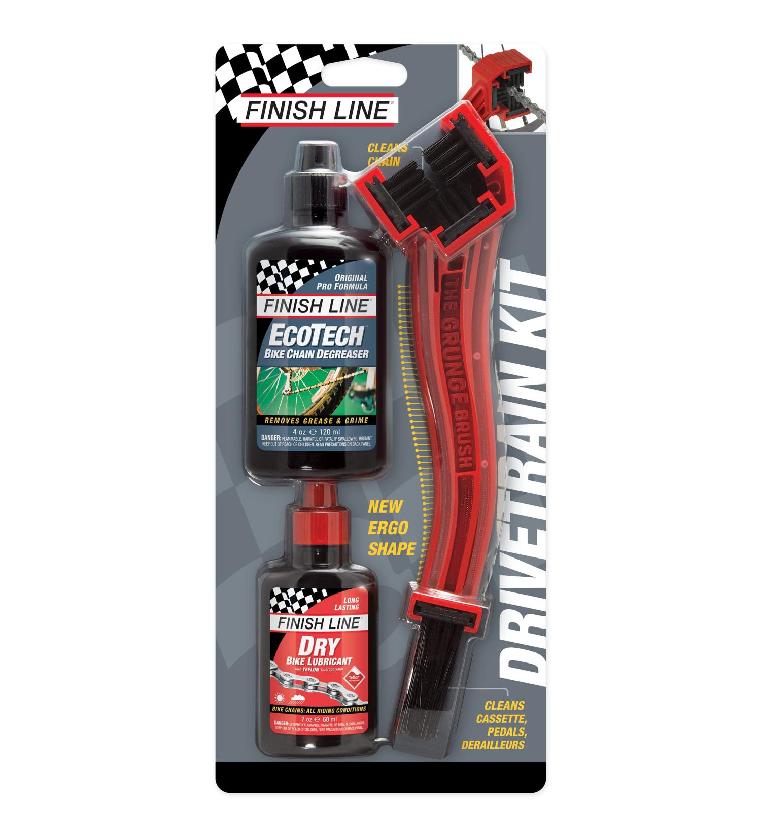 Finish Line Drivetrain Kit: Grunge Brush + 2 oz Dry Lube + 4 oz EcoTech Degreaser - Buy Online on GoSupps.com