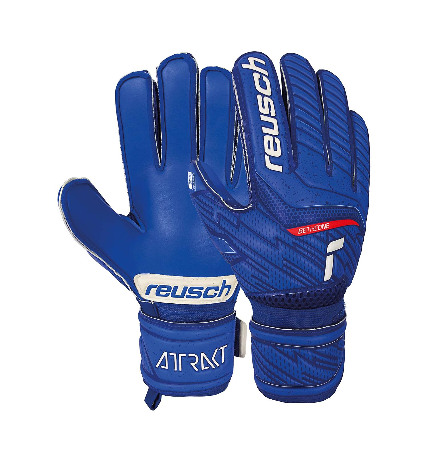 Reusch Unisex Youth Attrakt Silver Junior Goalkeeper Gloves Size 6 Deep Blue | Premium International Shipping Available - Buy Online on GoSupps.com