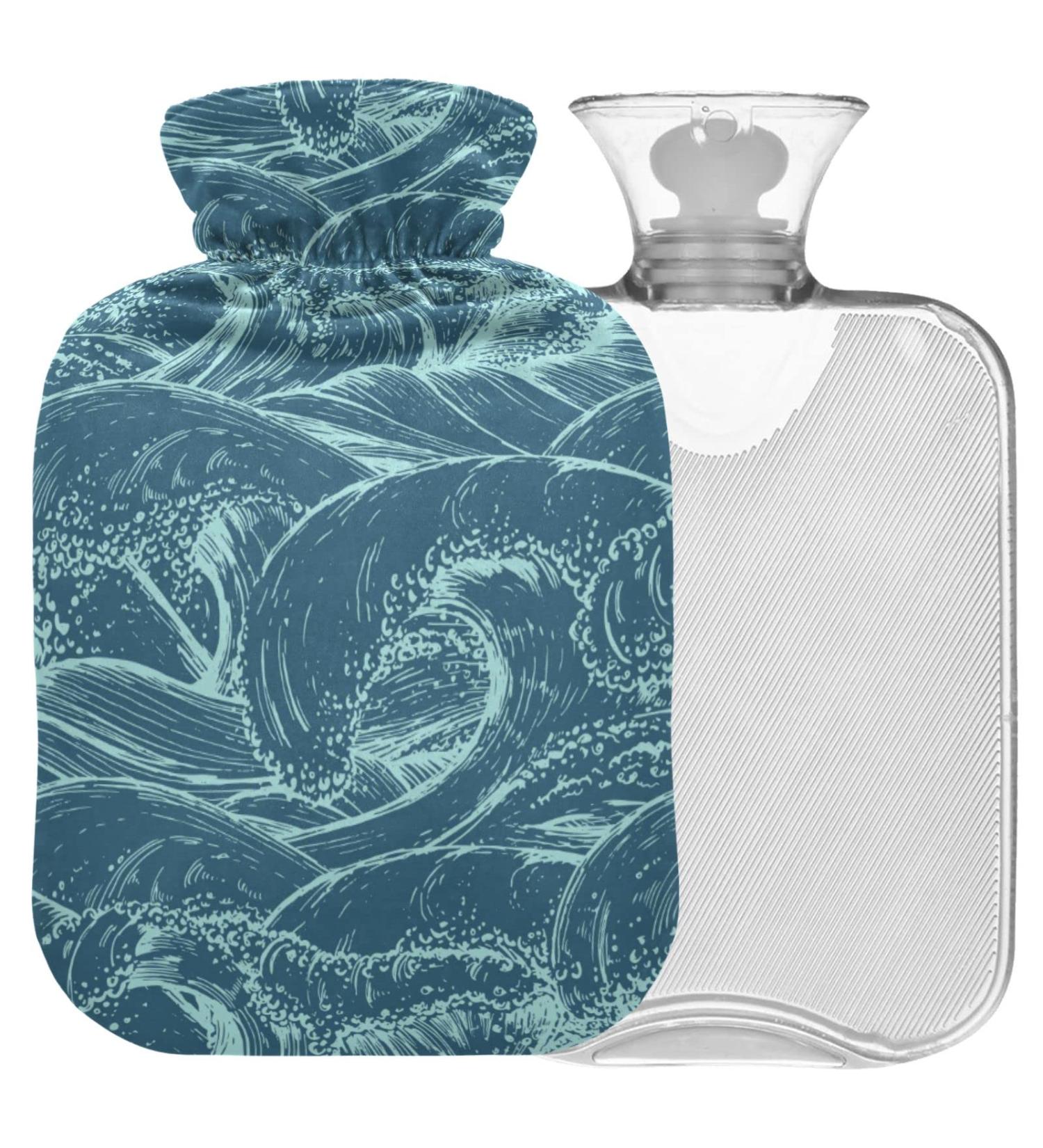 Buy Naanle Japanese Waves Heat Bottle | 2L Hot Water Bottle for Pain Relief & Therapy - Transparent Bag Included - Buy Online on GoSupps.com