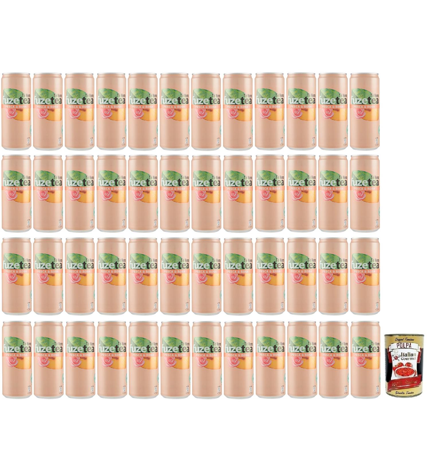 Italian Gourmet E.R. Fuze Tea Pesca Pack of 48 disposable tins of 330ml + 400g - Buy Online on GoSupps.com