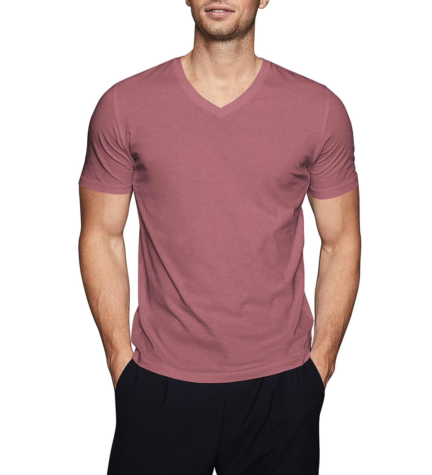 Men's Active V Neck T-Shirt | Gym Workout Dance Slim Fit | Heather Maroon - Buy Online on GoSupps.com
