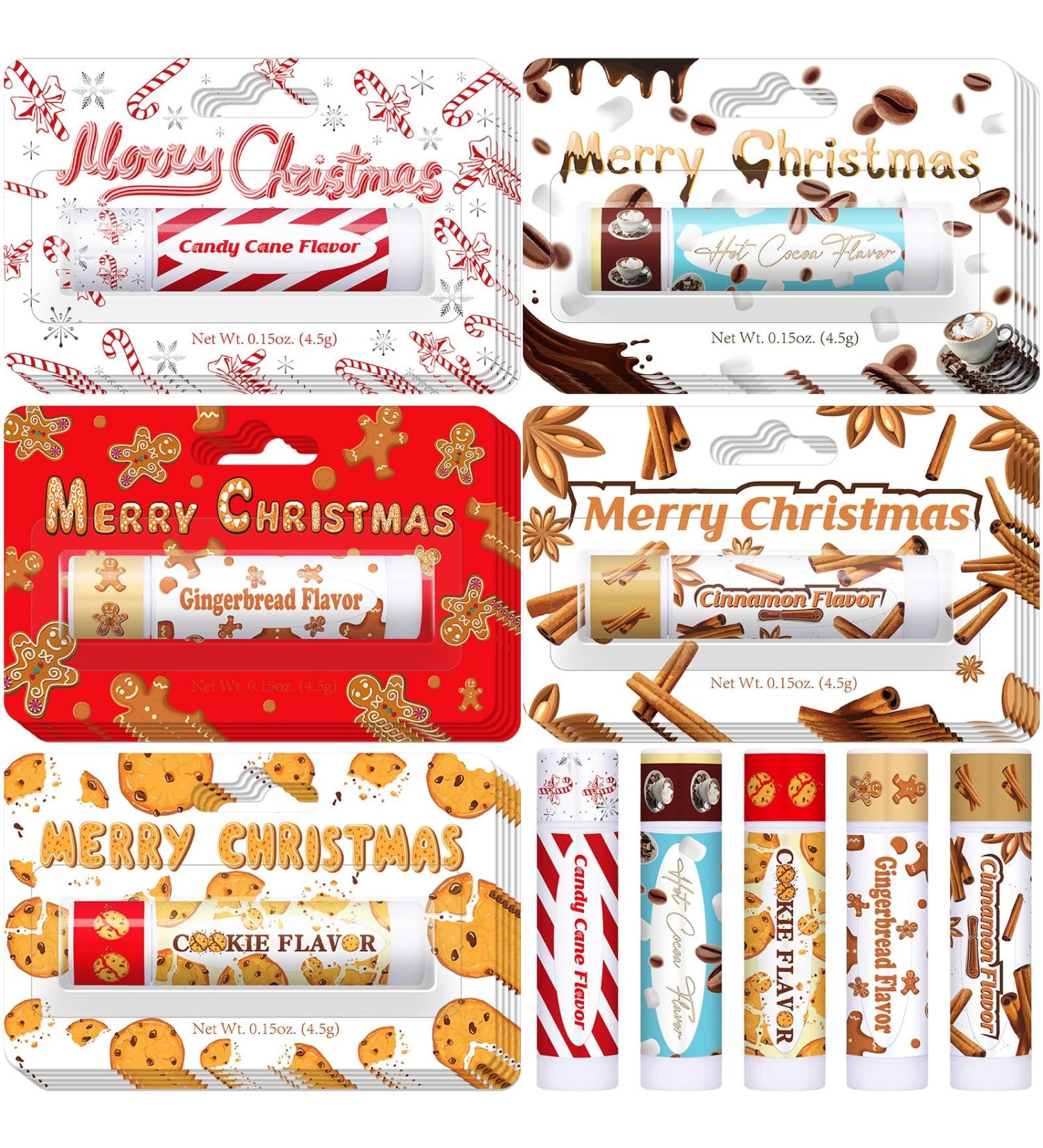 Sacubee 15 Pcs Christmas Lip Balms Bulk Peppermint Candy Flavor Lip Balm Holiday Gingerbread Hot Cocoa Cookie Cinnamon Flavor Christmas Party Gifts Stocking Stuffers for Women Employee Coworkers - Buy Online on GoSupps.com