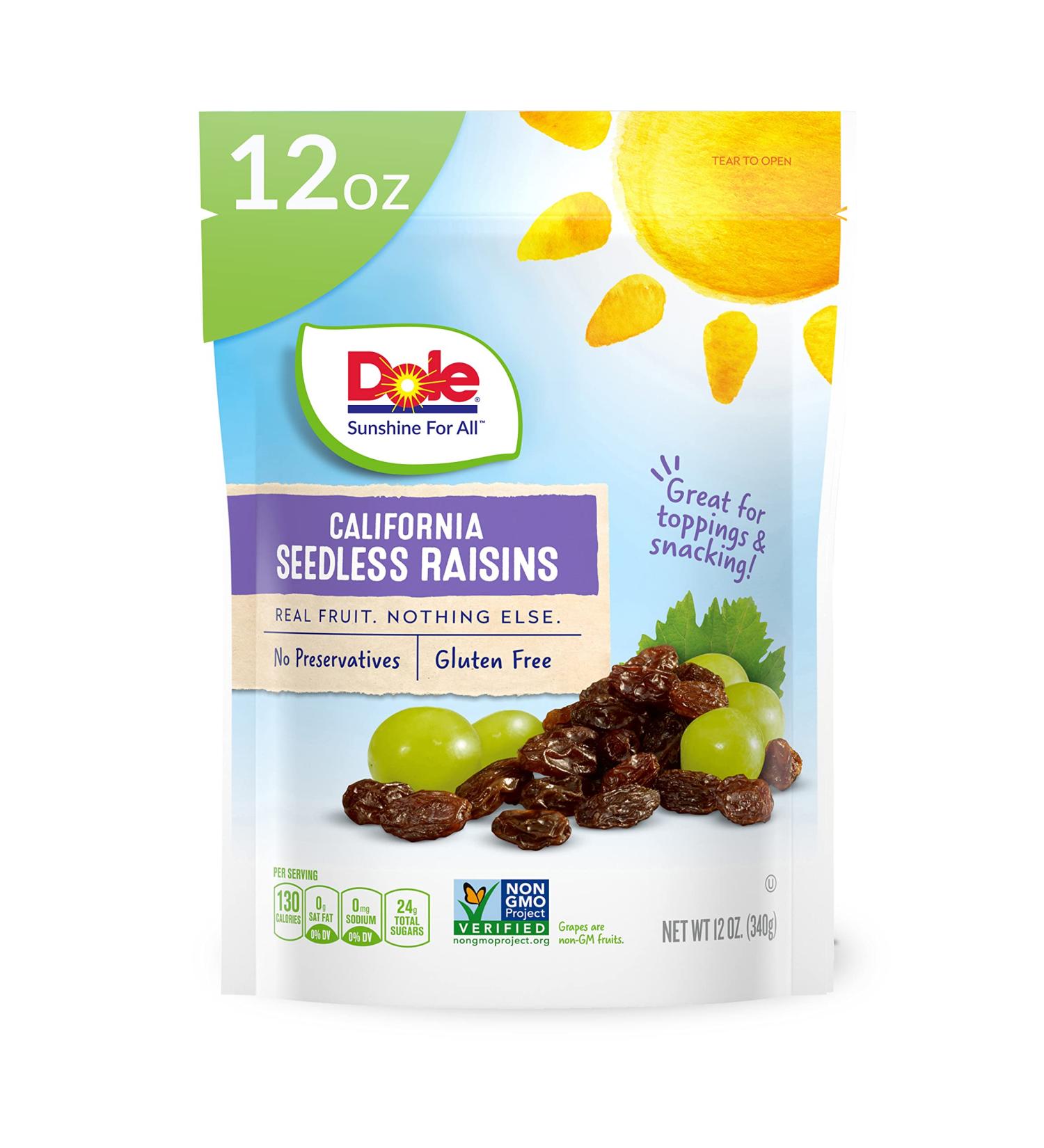 Dole California Seedless Raisins  Dried Fruit  Healthy Snack  12 Oz - Buy Online on GoSupps.com