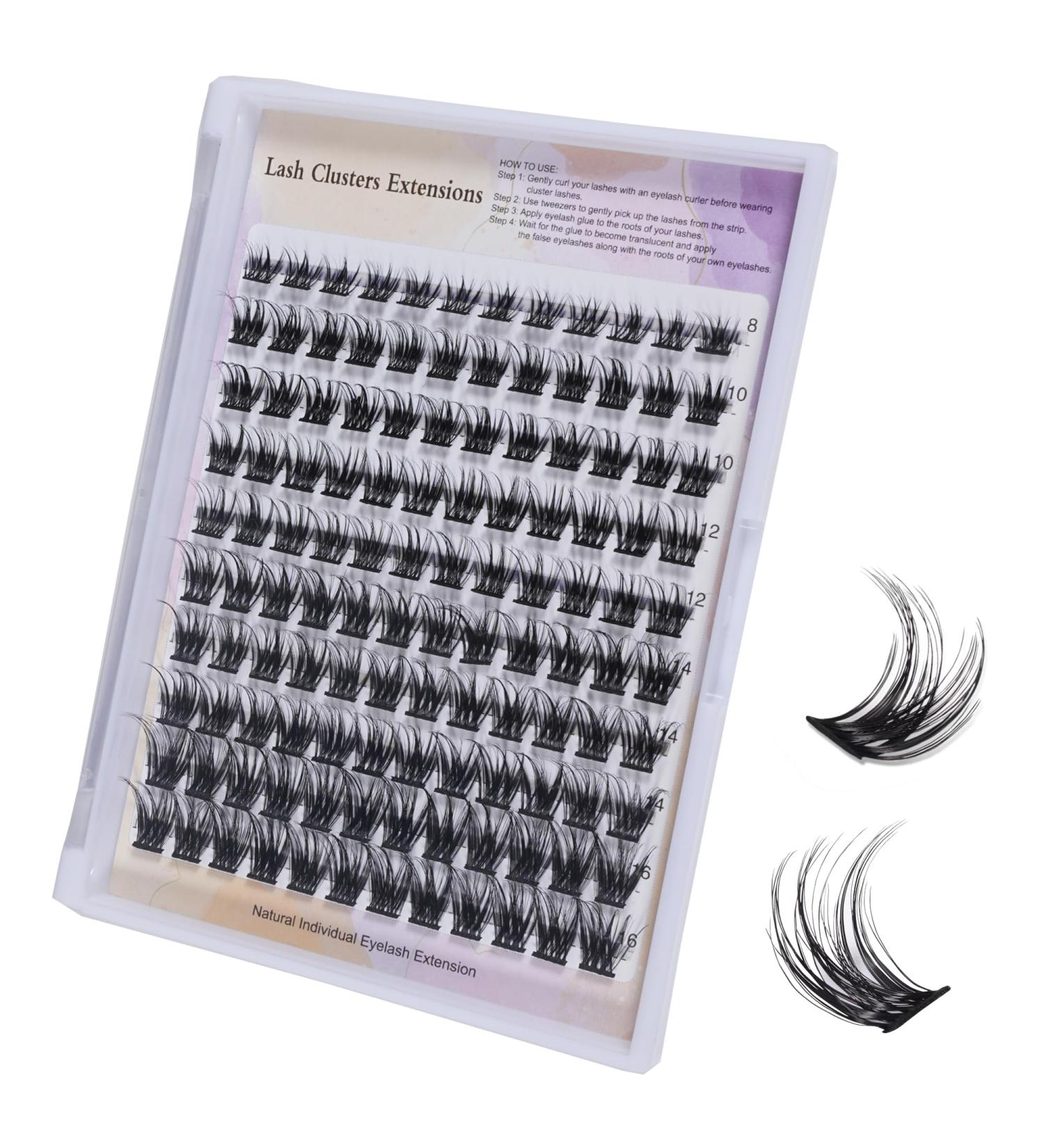 MAEXUS Lash Clusters DIY Eyelash Extensions - 120 Natural Look C D Curl Wispy Lashes (0.07D 8-16mm MIX) for Mega Volume - Buy Online on GoSupps.com
