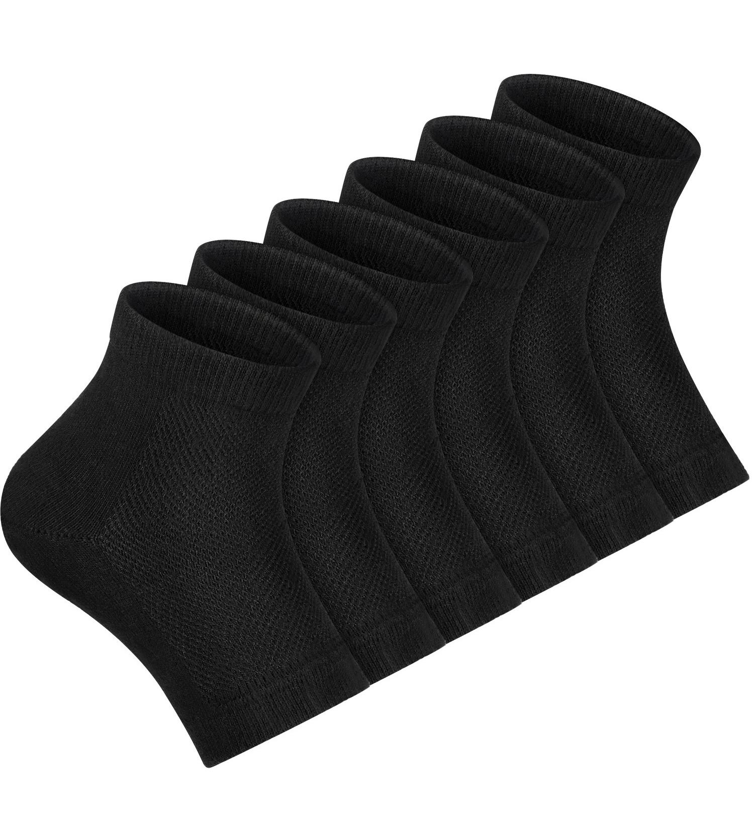 Soft Gel Heel Socks for Dry Hard Cracked Skin - Moisturizing Day/Night Care - 3 Pairs (Black) | Ventilated Open Toe Design - Buy Online on GoSupps.com