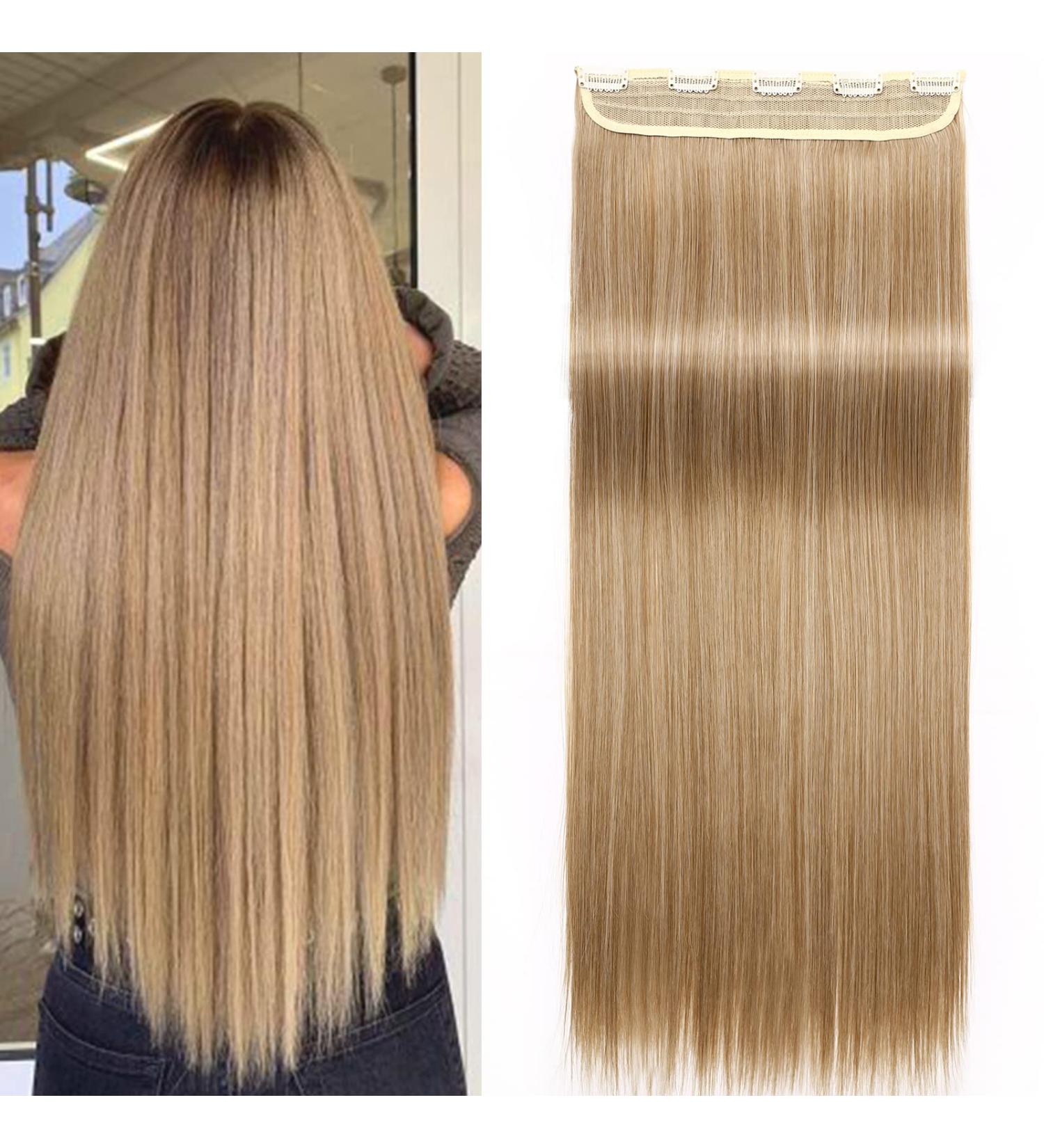 26 Fashion Half Full Head One Piece Clip in Hair Extensions - Light Ash Brown & Bleach Blonde 26 Inch - Buy Online on GoSupps.com