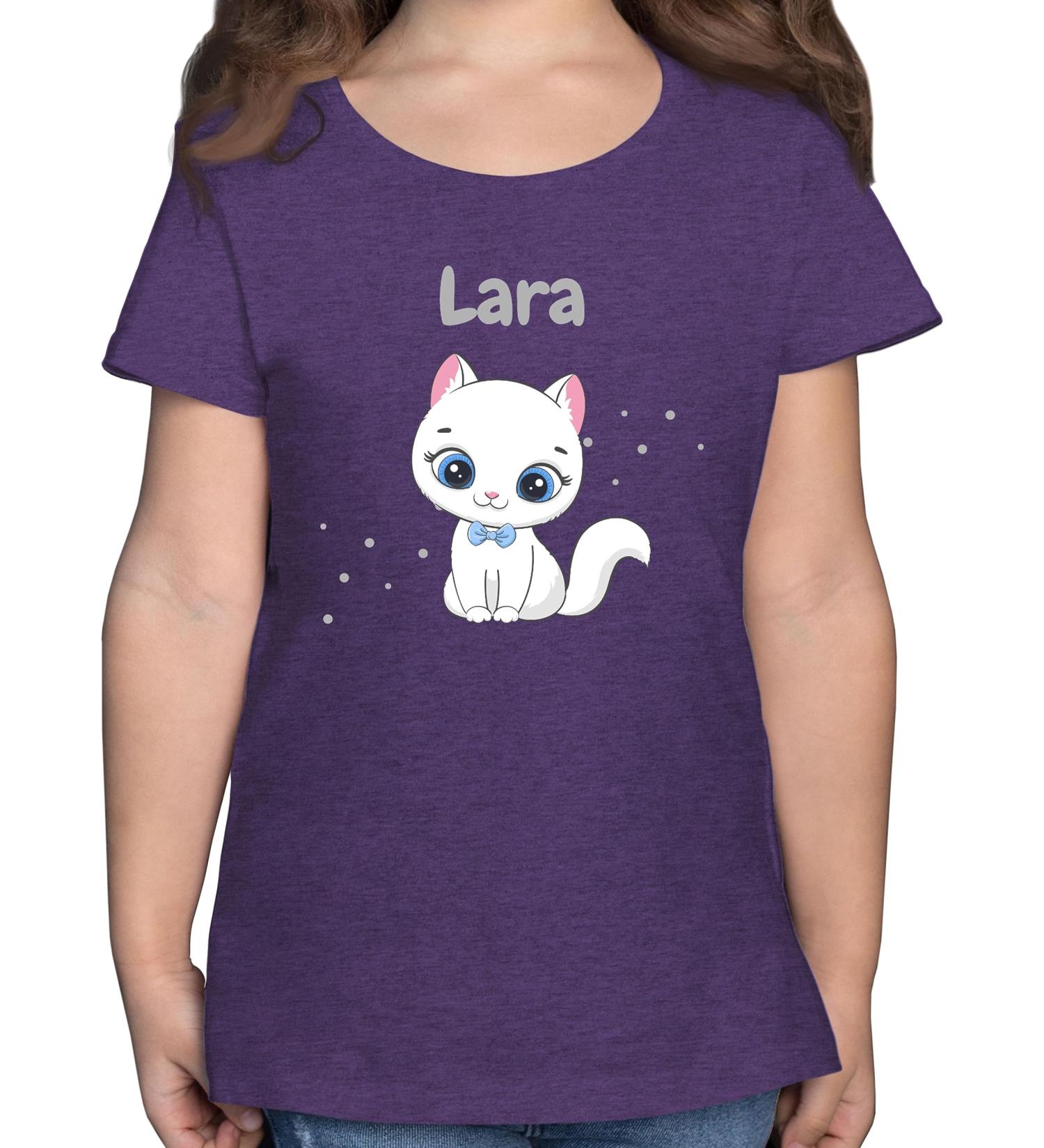 Personalized Cat T-Shirt for Girls - Cute Cat Motif - Shirtracer Gift - Purple Mottled - Buy Online on GoSupps.com