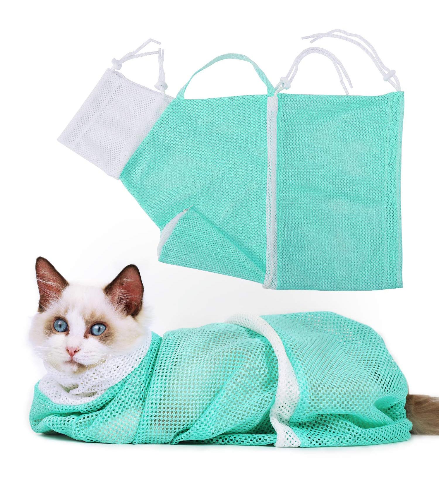 YLONG Cat Bathing Bag - Anti-Bite & Anti-Scratch Grooming Bag for Bathing, Nail Trimming, Medicine - Adjustable, Breathable & Multifunctional - Green - Buy Online on GoSupps.com