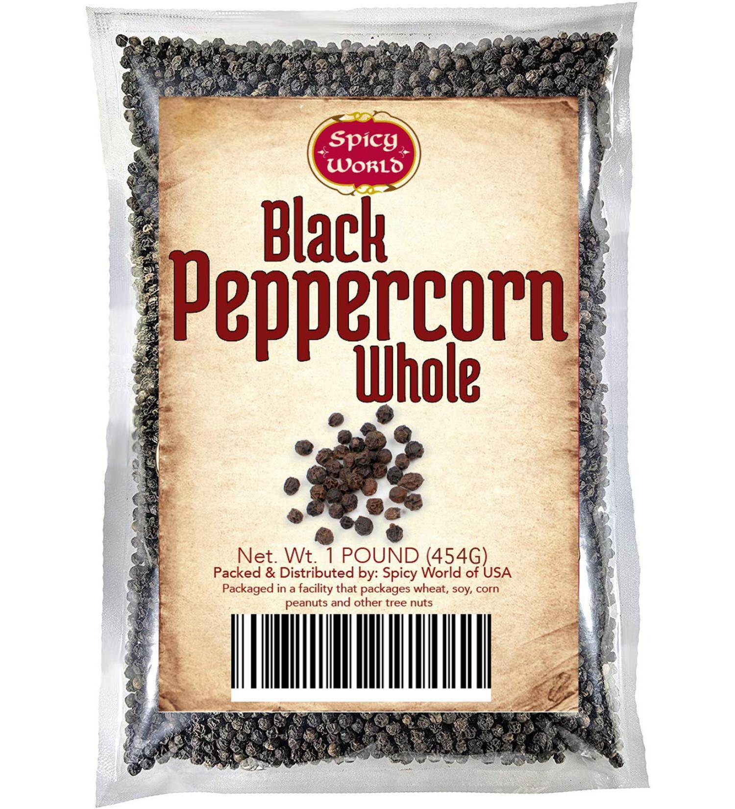 Spicy World Black Peppercorns 1lb - Non-GMO Tellicherry Whole Pepper for Grinder - Buy Online on GoSupps.com