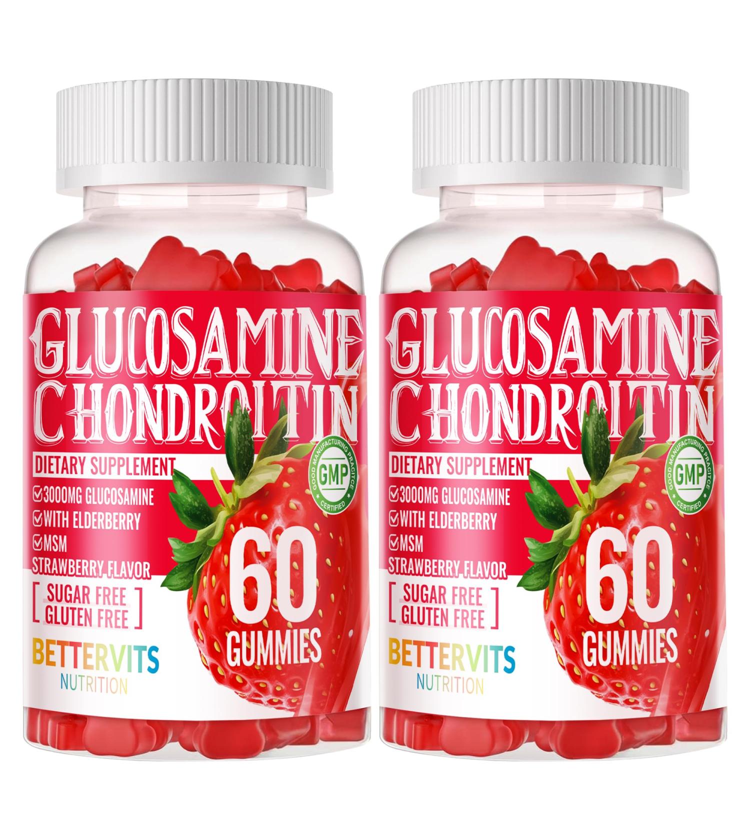 Glucosamine Chondroitin Gummies with MSM & Elderberry Extra Strength - Joint Support Antioxidant Immune Support Supplement for Adults Men & Women.120 Strawberry Gummies Strawberry 60 Count (Pack of 2) - Buy Online on GoSupps.com
