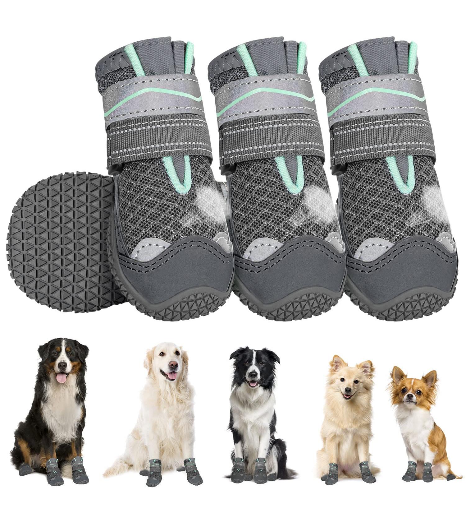 Eyin Dog Shoes - Breathable Non-Slip Paw Protection for Small Medium & Large Dogs | 4 Pieces Dark Gray | Reflective Velcro Fastener | Size 6 - Buy Online on GoSupps.com