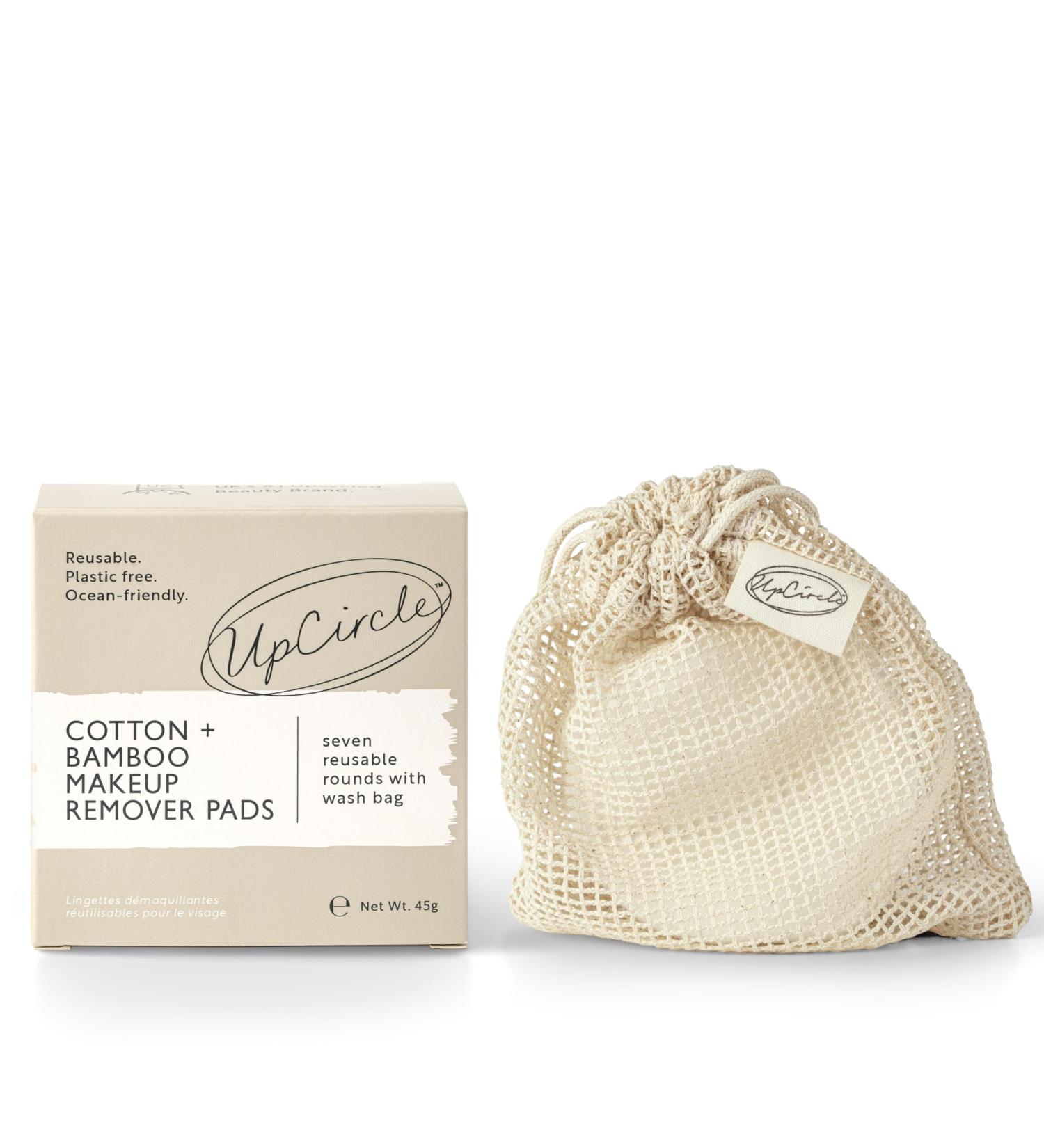 UpCircle Reusable Makeup Remover Pads (7pcs) with Washable Bag - Eco-Friendly, Triple-Layered Bamboo & Cotton - All Skin Types - Buy Online on GoSupps.com