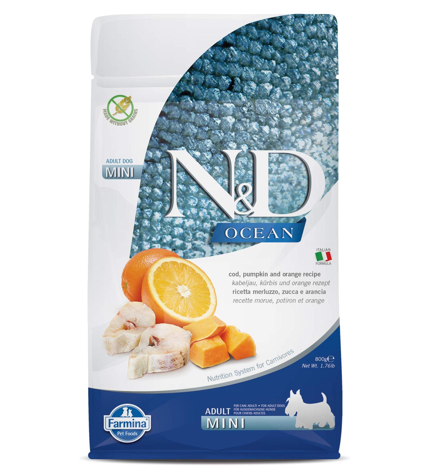 N&D Ocean Dog Codfish Pumpkin and Orange Adult Mini 800G - Buy Online on GoSupps.com