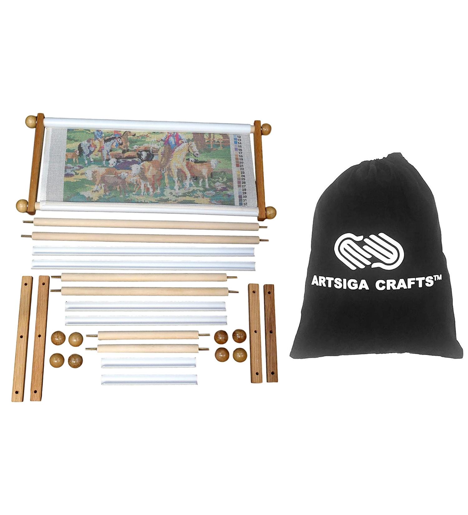 Frank A. Edmunds Handi Clamp Scroll Frame Set Bundle with Artsiga Crafts Small Project Bag