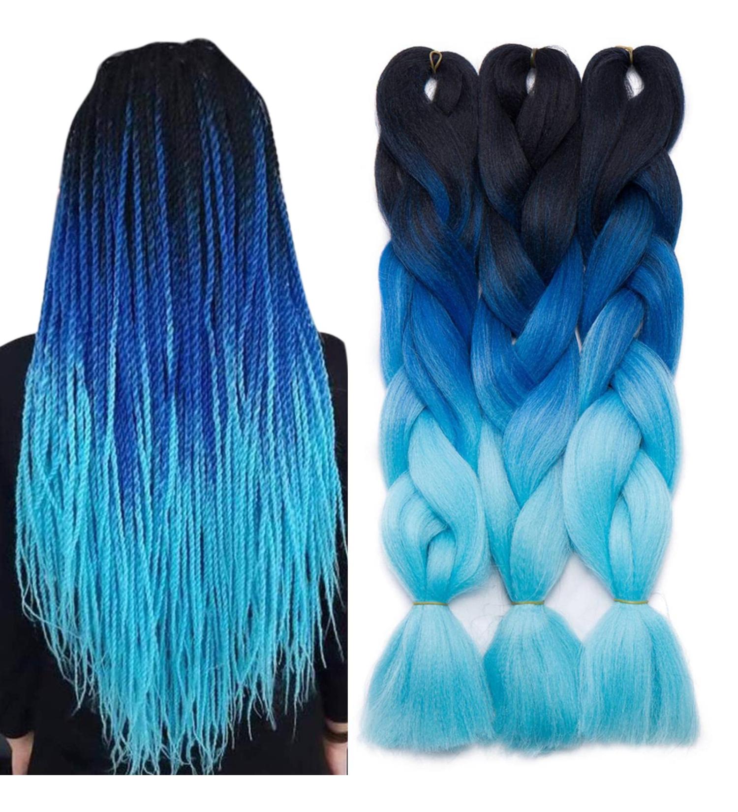 Tess Braids Extensions Blue 60 cm | Jumbo KanCalon Hair for Box Braids | 100g #48 Ombre - Premium Quality Hair Extensions - Buy Online on GoSupps.com