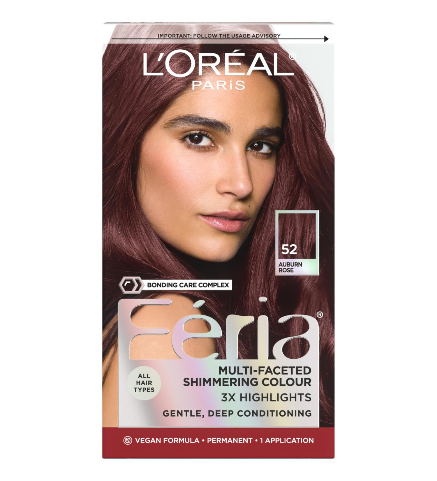 L'Oreal Paris Feria Multi-Faceted Permanent Hair Color - 52 Auburn Rose High Intensity Hair Dye for 3X Highlights - International Shipping Available - Buy Online on GoSupps.com