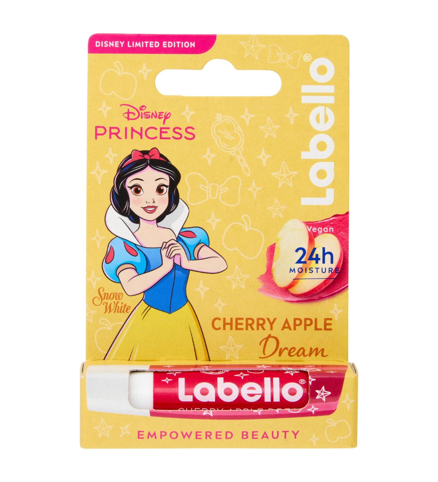Labello Labello Disney Princess Limited Edition Cherry Shine 4.8 g Tinted lip balm with Snow White design Burrocacao Girl 3+ 24h Moisturizing Burrocacao Lip Balm with Cherry Scent