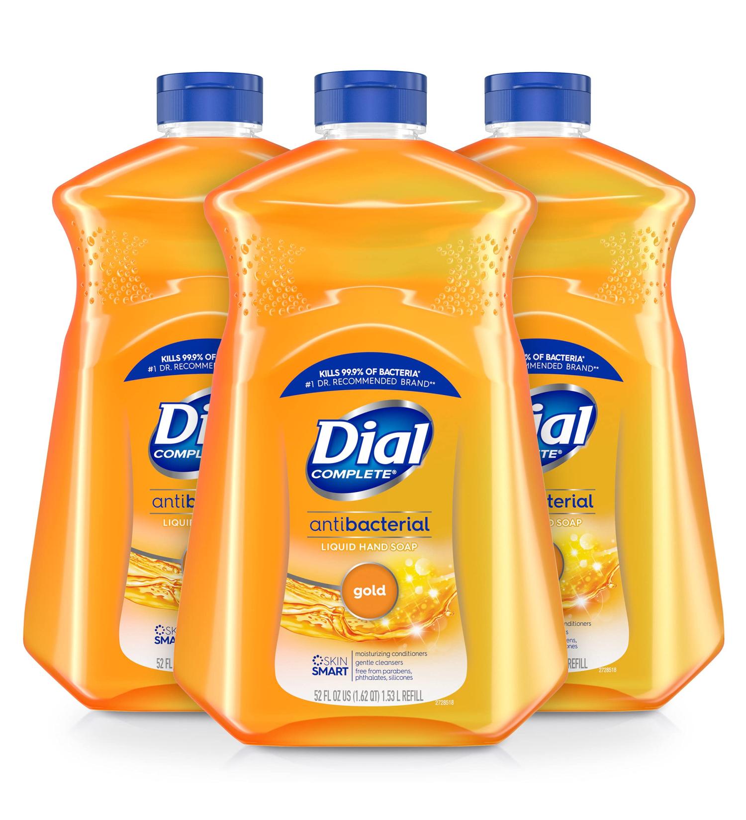 Dial Antibacterial Liquid Hand Soap Refill Gold 52 fl oz - Pack of 3 - Buy Online on GoSupps.com