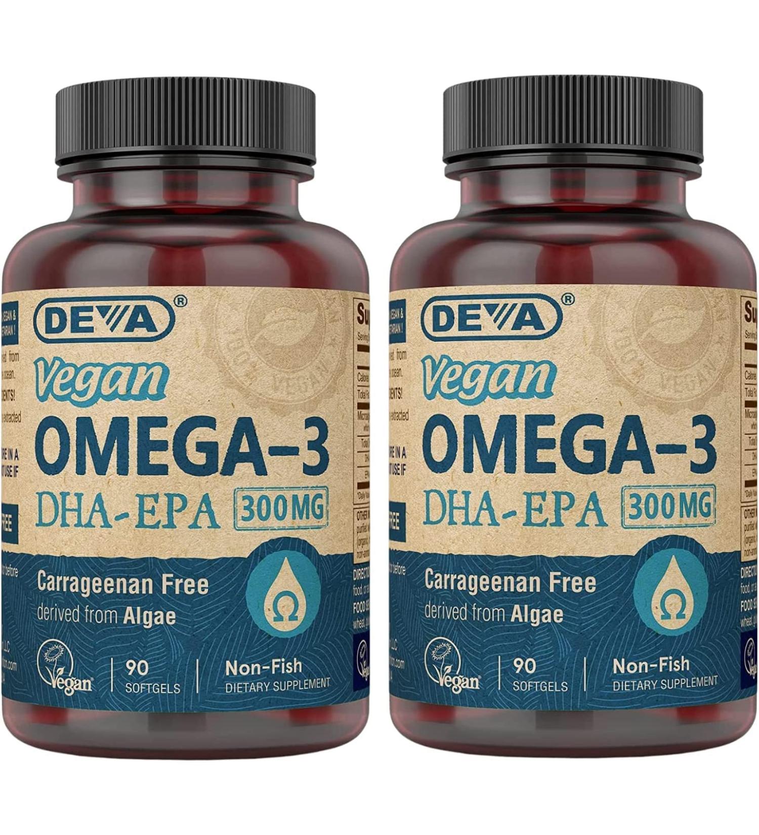 DEVA Vegan DHA-EPA Nutritional Supplement Non-Fish Derived from Algae 300 mg Potency 90 Vegetarian Softgels - Pack of 2 90 Softgels (Pack of 2) - Buy Online on GoSupps.com