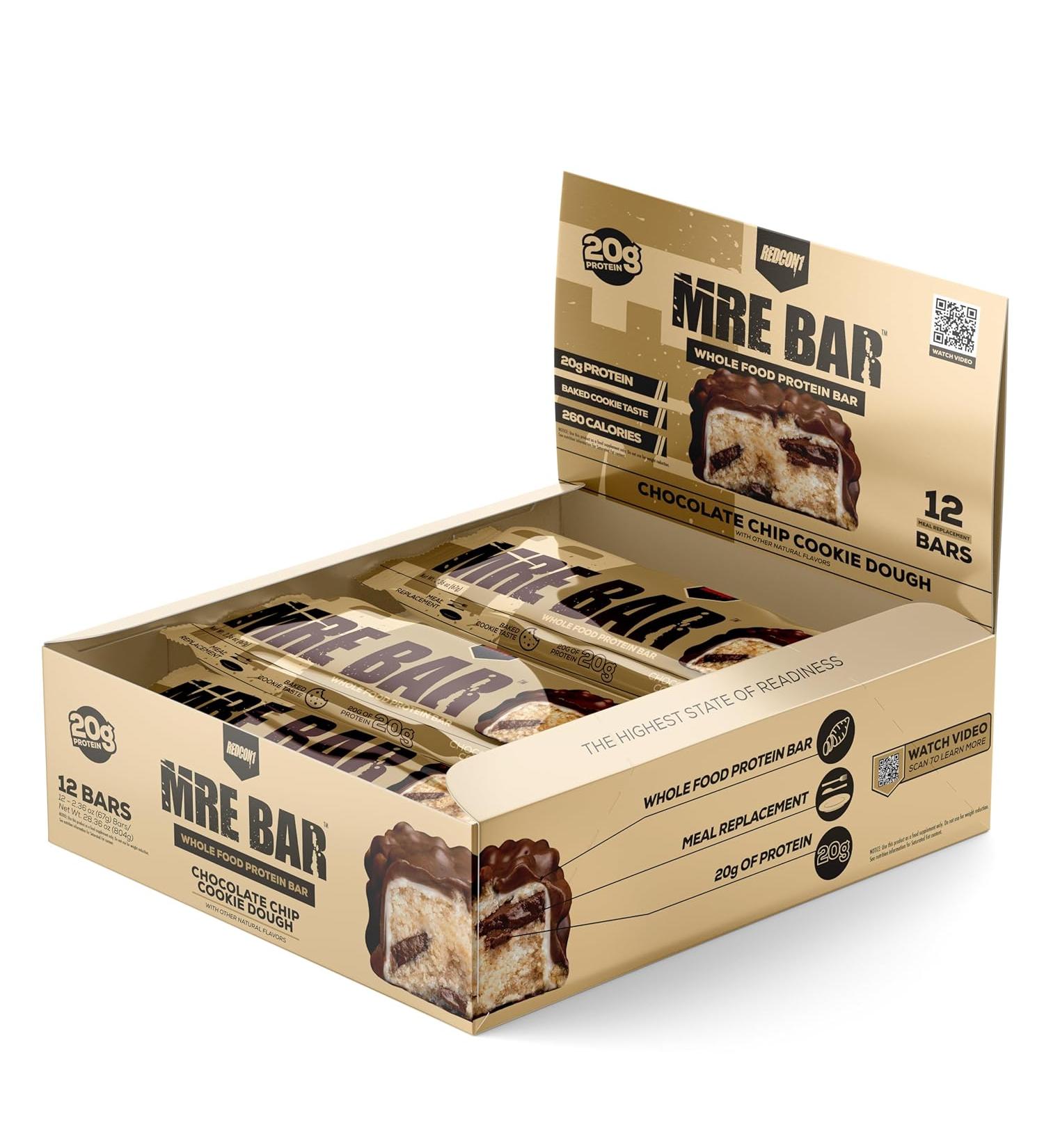 REDCON1 Protein Bar - Chocolate Chip Cookie Dough - pack of 12 - Buy Online on GoSupps.com