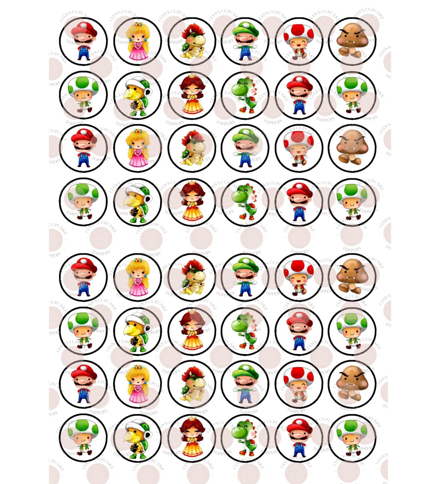 48 Super Plumber Theme Cupcake Toppers Mini Edible Premium Thickness SWEETENED Vanilla Wafer Rice Paper Cupcake Toppers/Decorations - Buy Online on GoSupps.com