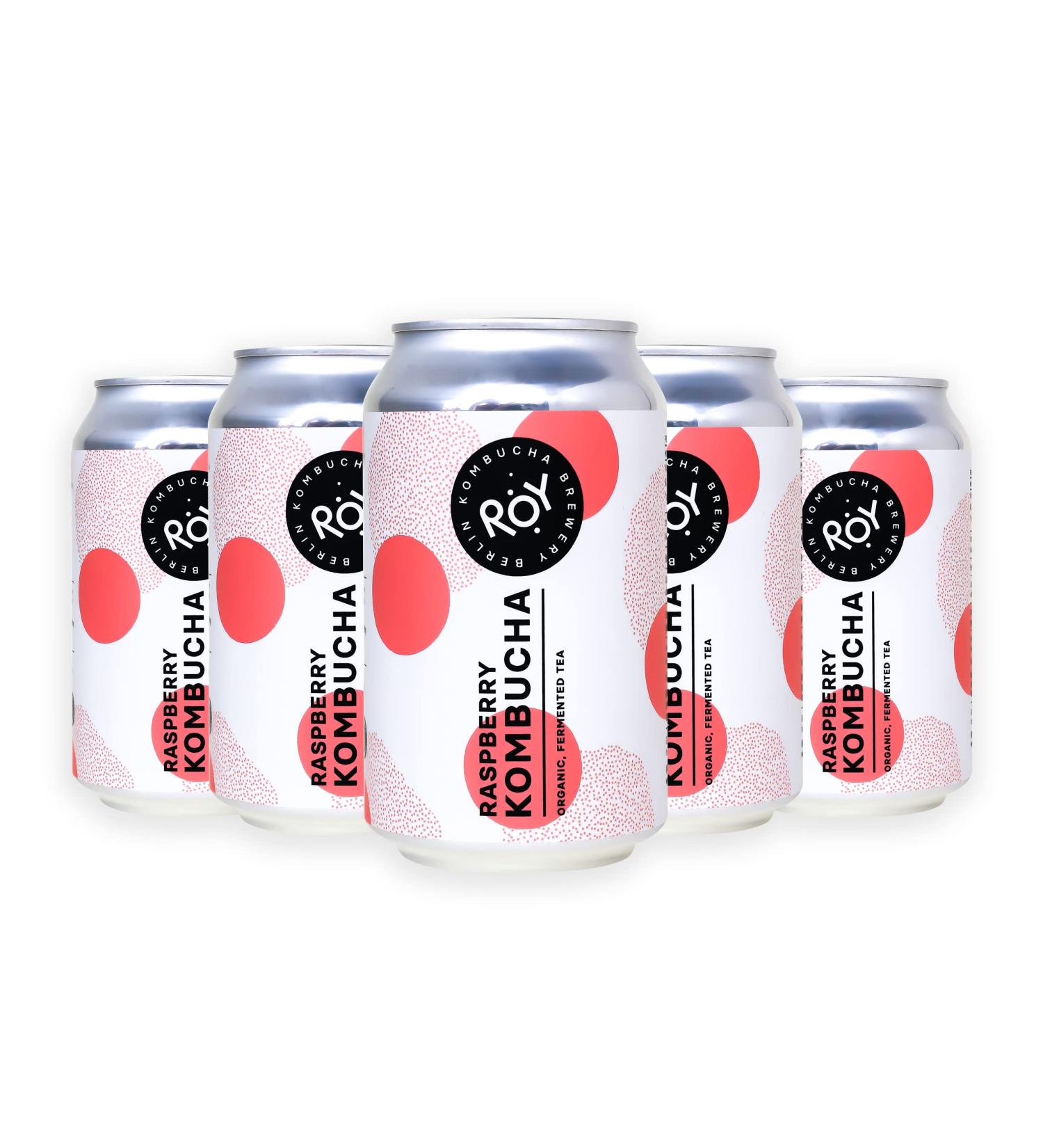 Roy Raspberry Kombucha Bio - Organic Vegan Gluten-Free Handmade in Berlin 12 Pack of 330ml | Refreshing Kombucha with Raspberry - Buy Online on GoSupps.com