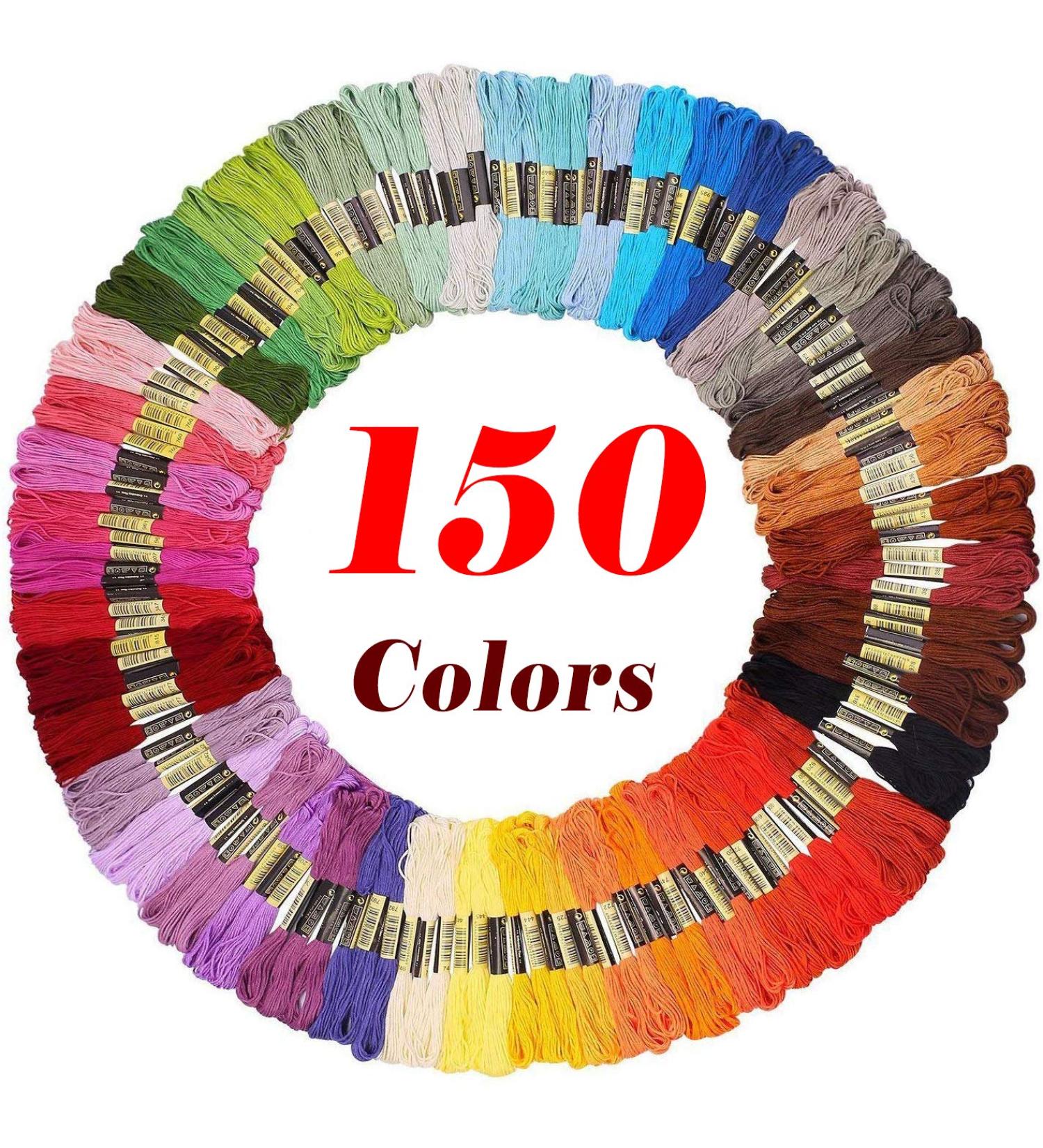 150 Skeins Embroidery Floss Friendship Bracelet String - Multi-Color Cross Stitch Thread with Color Numbers - 6 Strand Floss - Buy Online on GoSupps.com