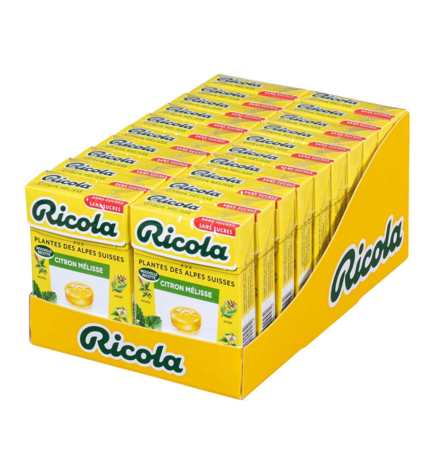 Ricola - Sweets with Swiss Plants - Lemon Lemon Scent - Gourmet and Refreshing - Sugar Free - Pack of 20 Boxes of 50g - Buy Online on GoSupps.com