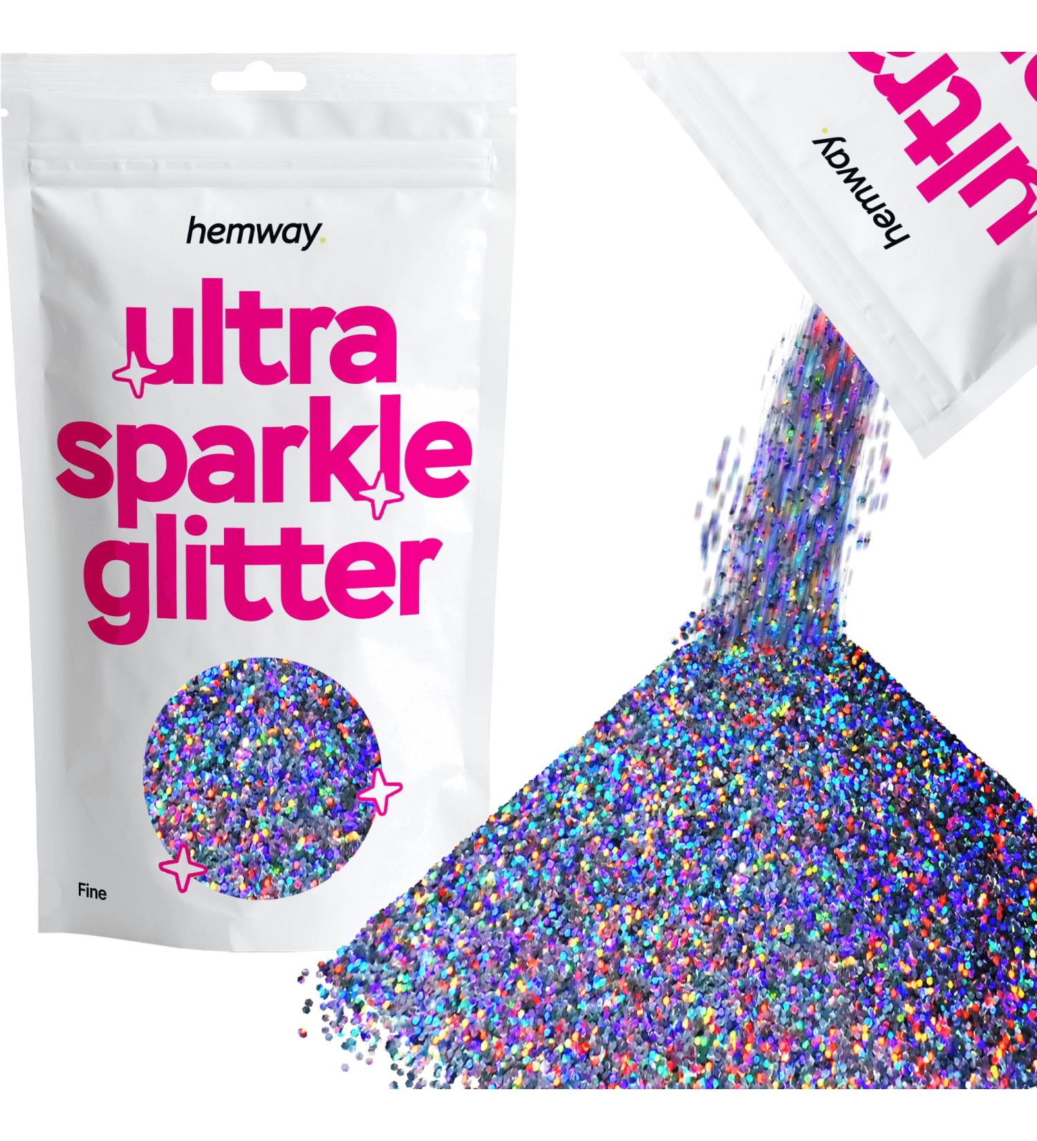 Hemway Fine Sparkle Glitter 100g - Cosmetic Safe Gun Metal Holographic Grey Glitter for Crafts & Makeup - Buy Online on GoSupps.com