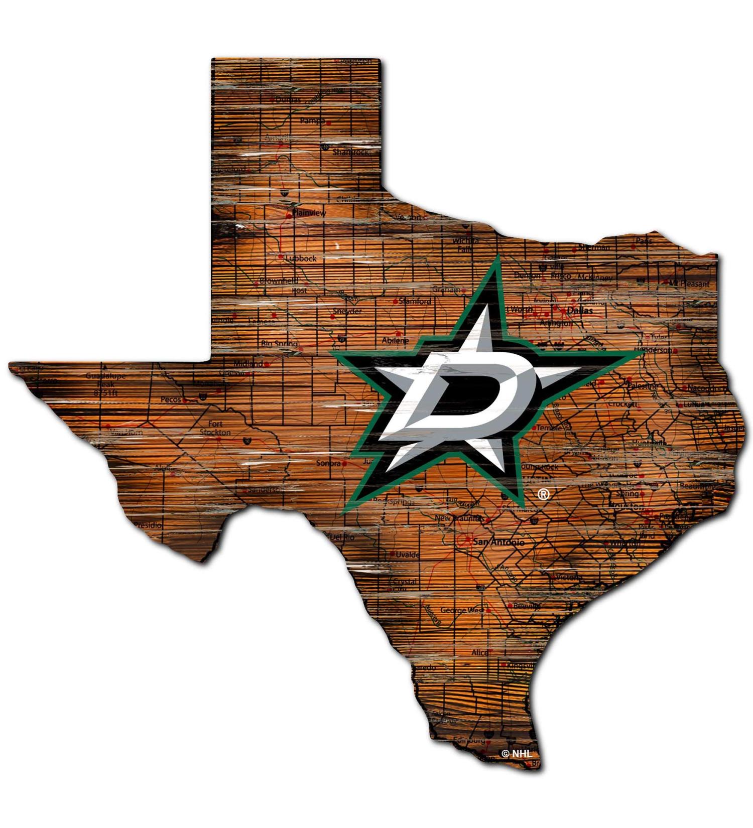 Fan Creations NHL Dallas Stars Unisex Dallas Stars Mini Roadmap State Sign, Team Color, 12 inch