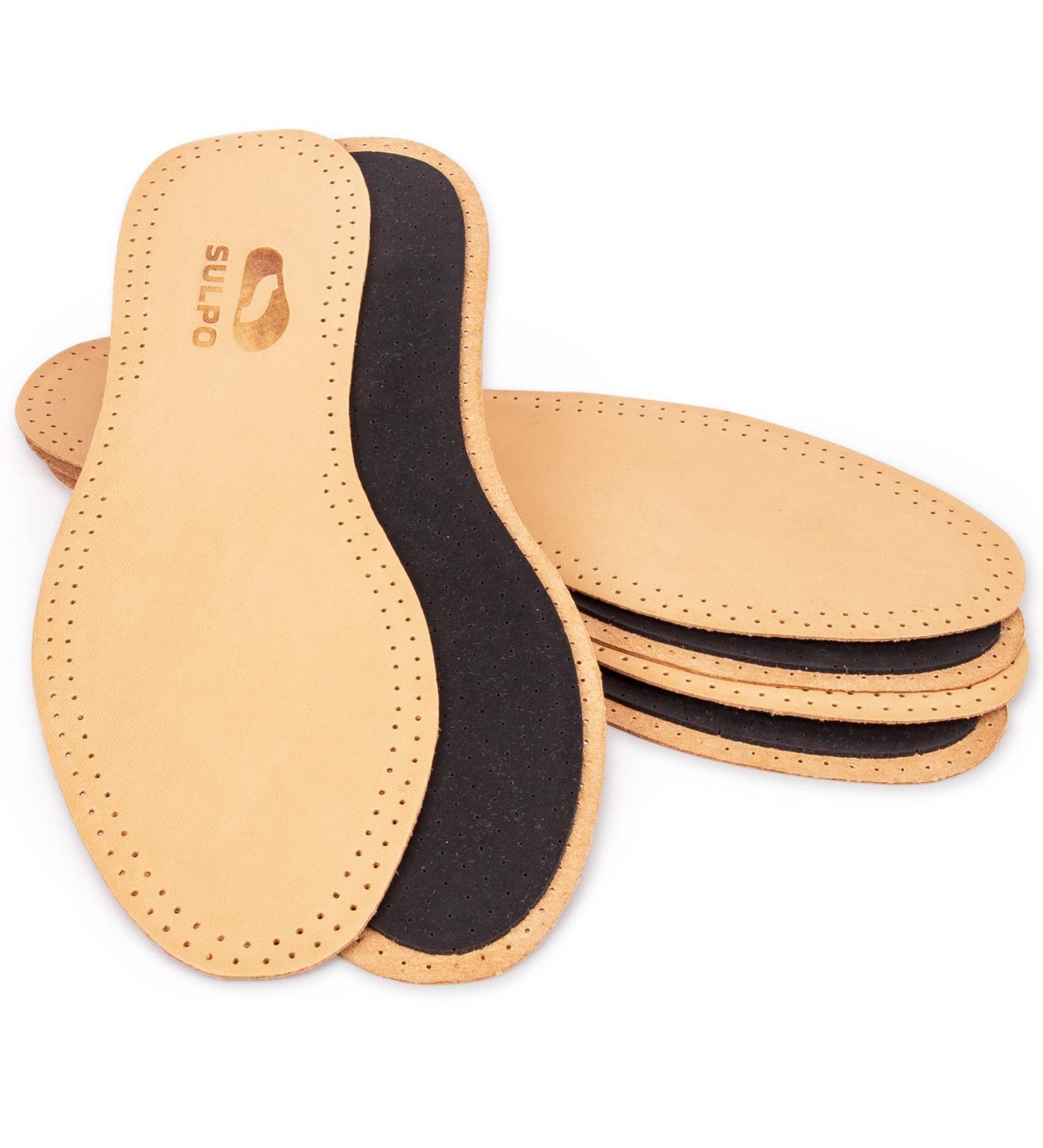 Sulpo Leather Insoles with Activated Carbon | Anti-Fungal Breathable Insoles for Men & Women | Sizes 36-48 - Buy Online on GoSupps.com