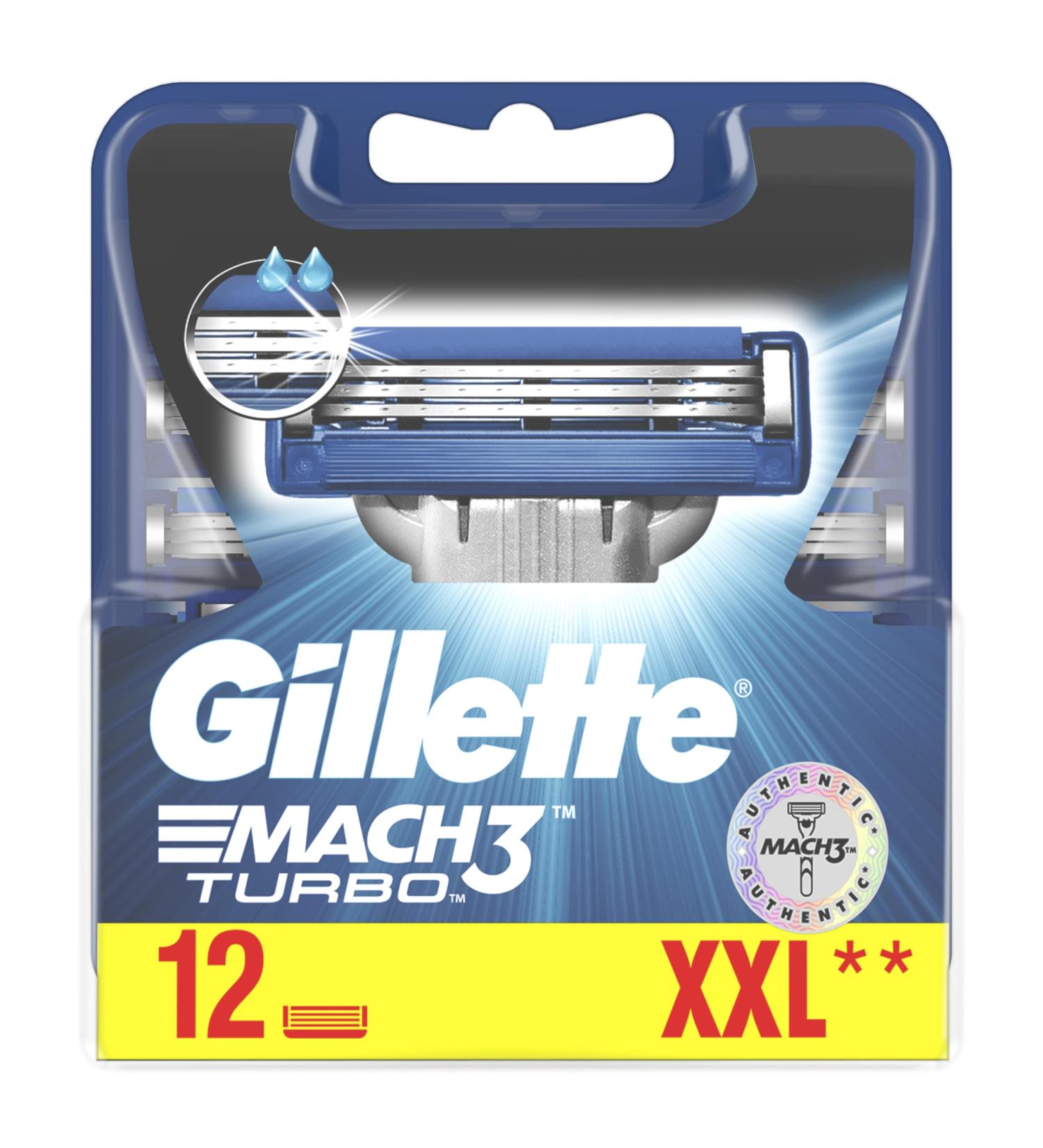 Gillette Mach3 Turbo Replacement Blades - 12 Pack for Men's Razors | Blades Harder Than Steel | Buy Internationally - Buy Online on GoSupps.com