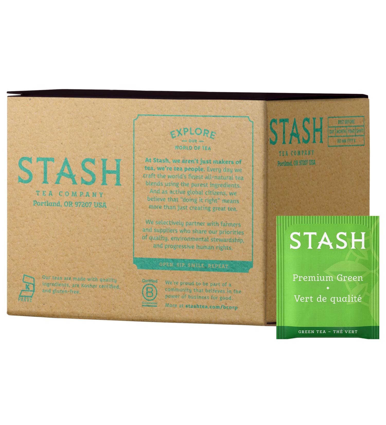 Stash Tea Premium Green Tea 100 Bags - 100 Count Box, Fresh & Flavorful - Buy Online on GoSupps.com