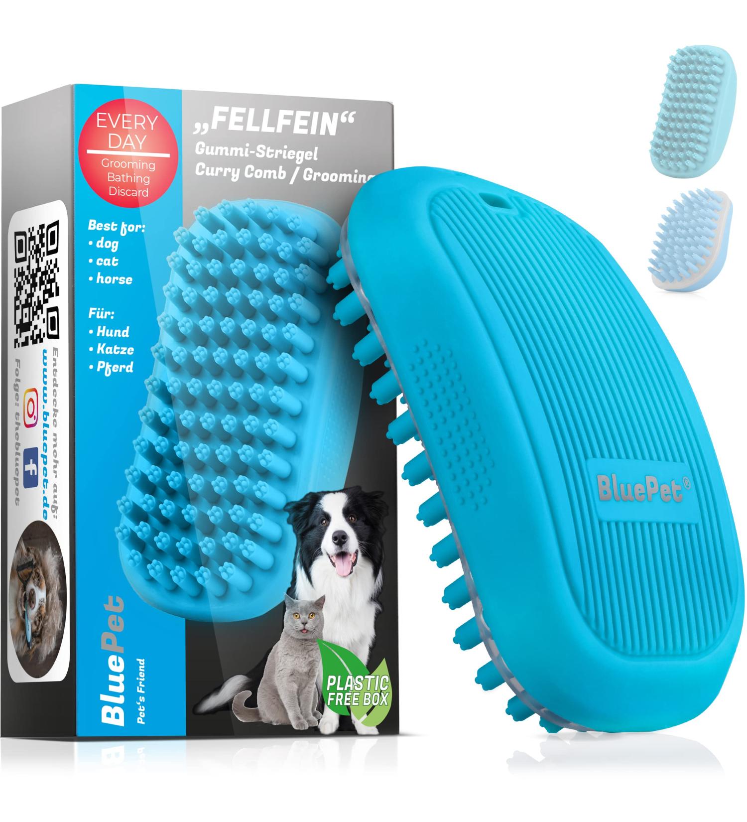 Bluepet Fellfein Bathing Brush for Short Hair Dogs & Cats - Rubber Cover Massage Effect Removes Loose Hair & Dirt - Ideal for Bathing & Grooming - Buy Online on GoSupps.com