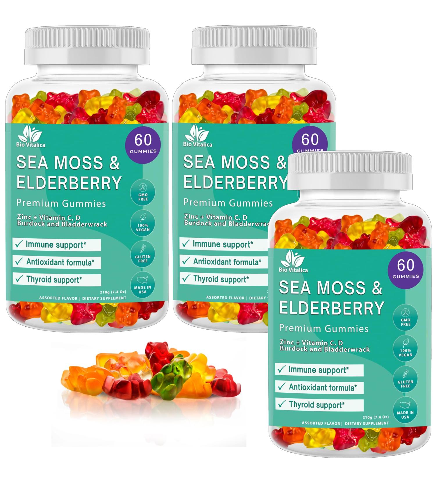BIO VITALICA (Bundle) Sea Moss Elderberry (2 Packs) & Sea Moss Elderberry Gummies (1 Packs) BioVitalica - Buy Online on GoSupps.com