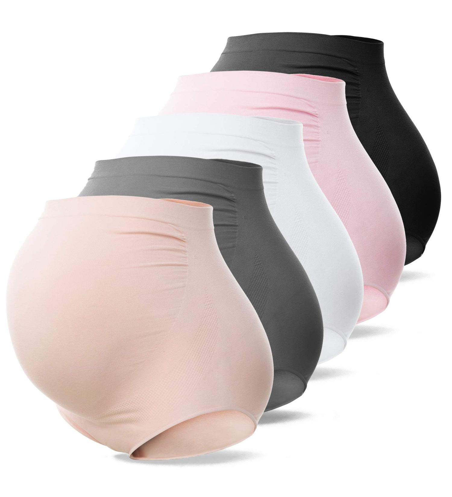 SUNNYBUY Maternity High Waist Underwear XL 5pk - Seamless Soft Hipster Panties for Pregnancy Over Bump - 5 Color Options - Buy Online on GoSupps.com