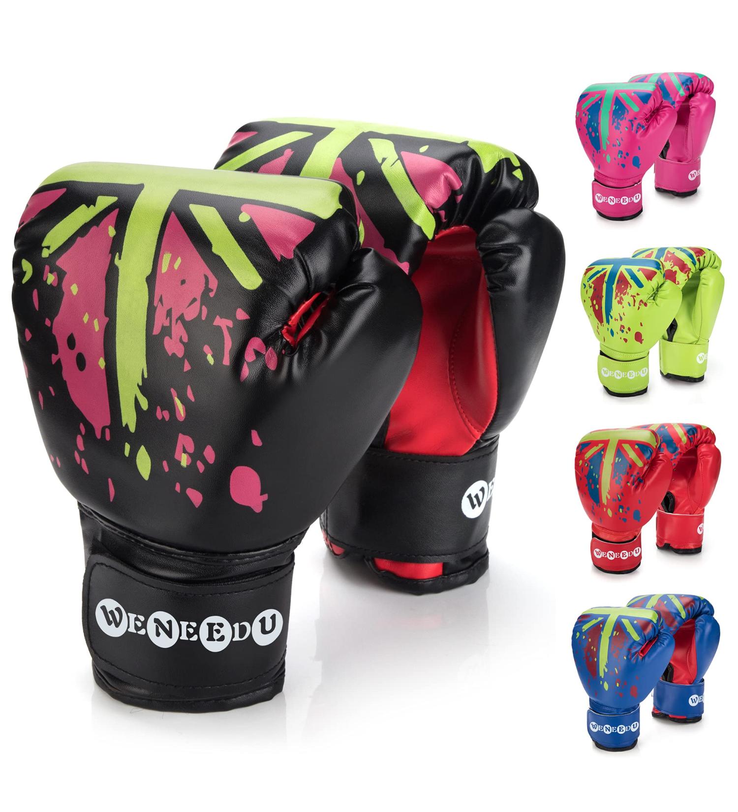 WeNeedU Kids Boxing Gloves for Ages 3-15 - Junior Youth Training Gloves for Punching Bag and Sparring - Black001 - Buy Online on GoSupps.com