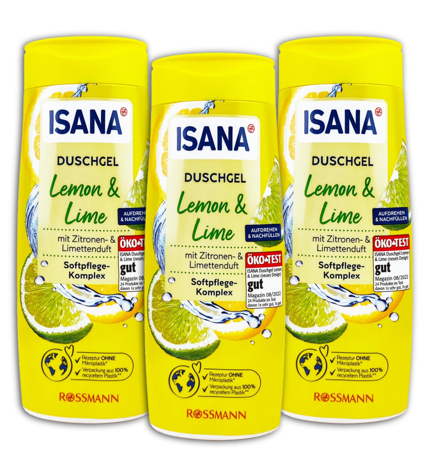 TopDeal ISANA Lemon and Lime Shower Gel 3 x 300 ml Pack of 3
