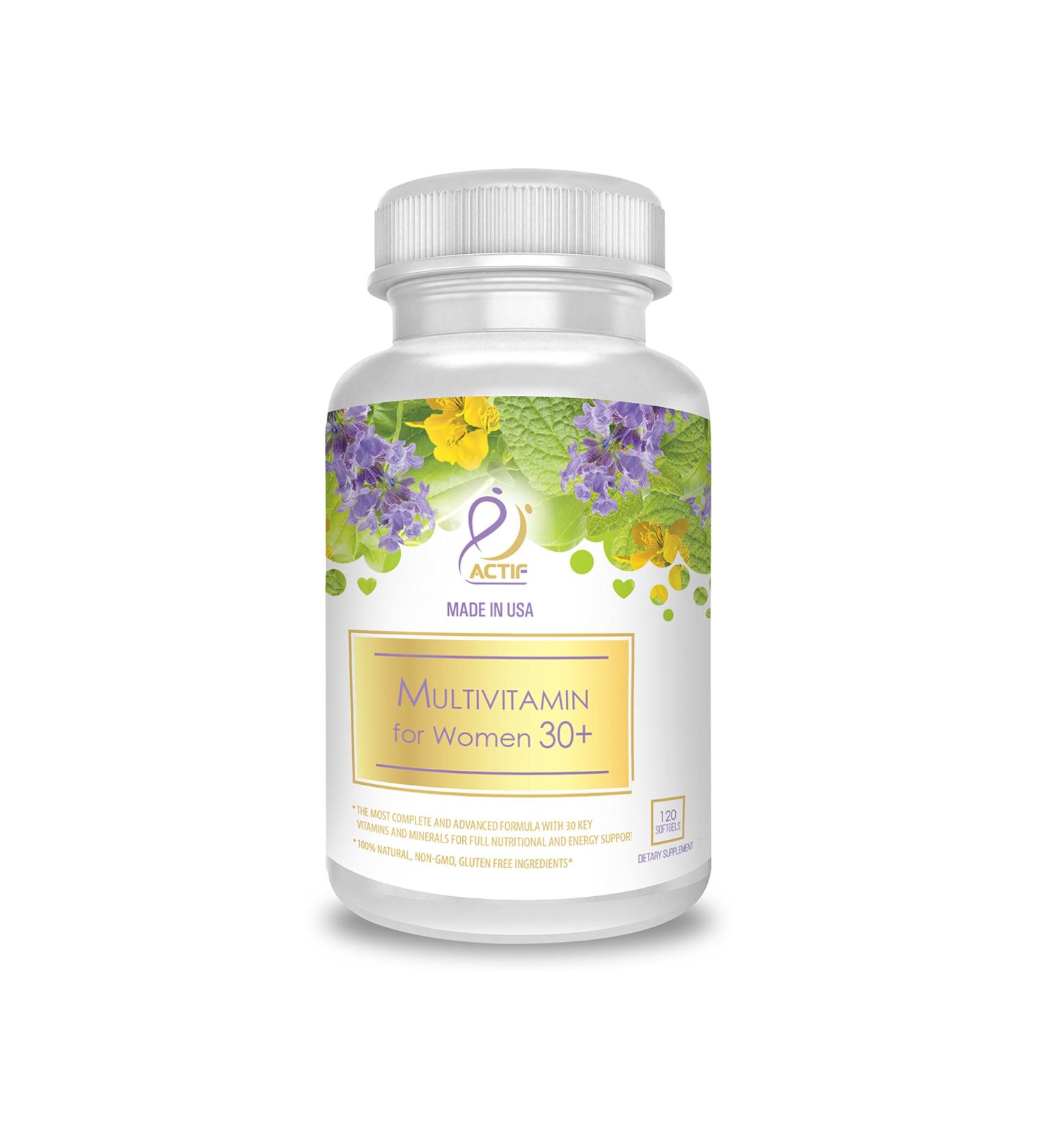 ACTIF Women's Multivitamin 30+ | 30 Organic Vitamins & Herbs | Non-GMO | Made in USA | 2-Month Supply - Buy Online on GoSupps.com