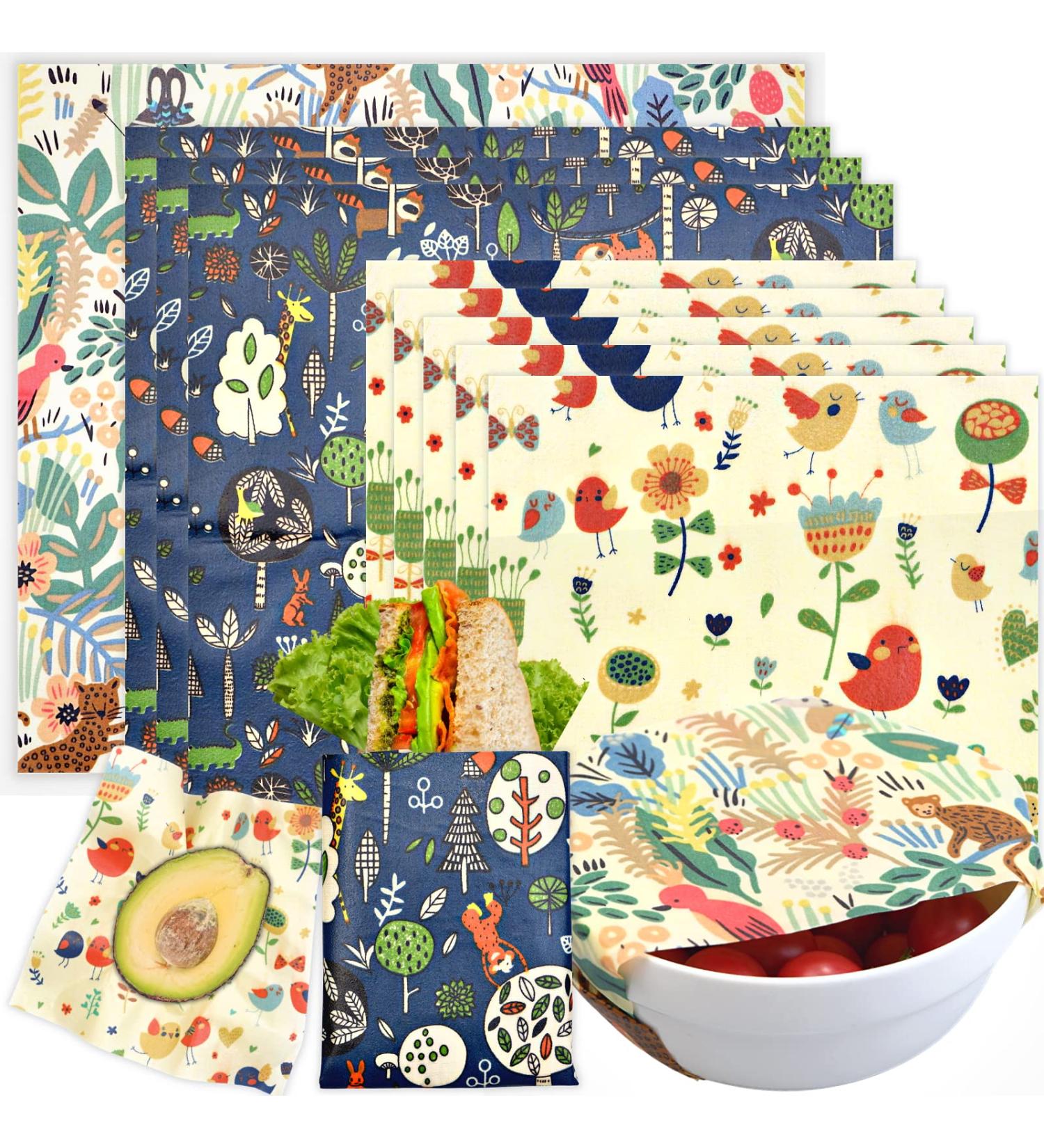 Organic Beeswax Wrap 9-Pack for Eco-Friendly Food Storage - Forest Animals Design - Buy Online on GoSupps.com