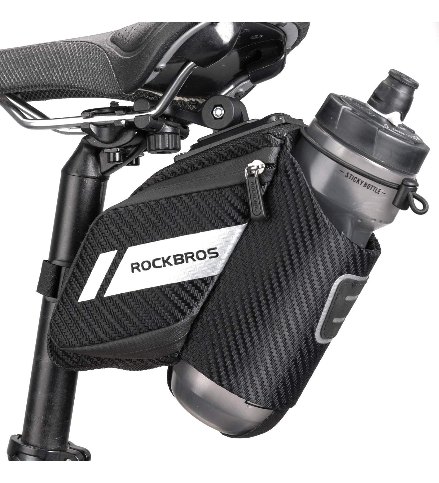 Rockbros Bike Saddle Bag | Reflective Bicycle Seat Bag with Bottle Holder for MTB & Racing Bikes - 1L Capacity - Buy Online on GoSupps.com