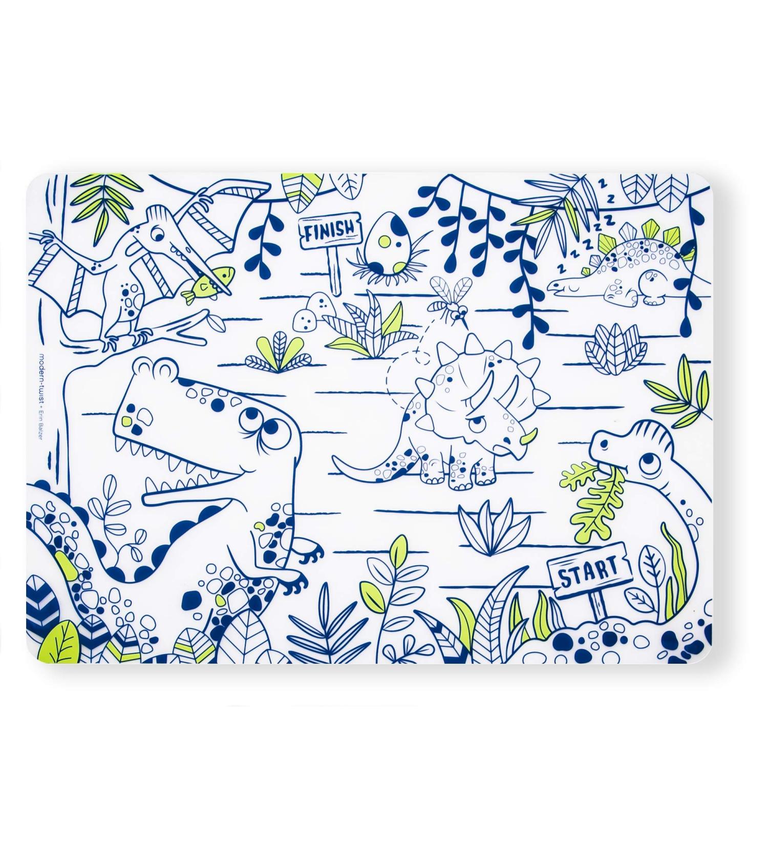 Modern-Twist Dino Maze Mark-Mat | Reusable Waterproof Coloring Sheet for Kids | 100% Food-Grade Silicone | 10 x 14 inches | Pack of 1 - Buy Online on GoSupps.com