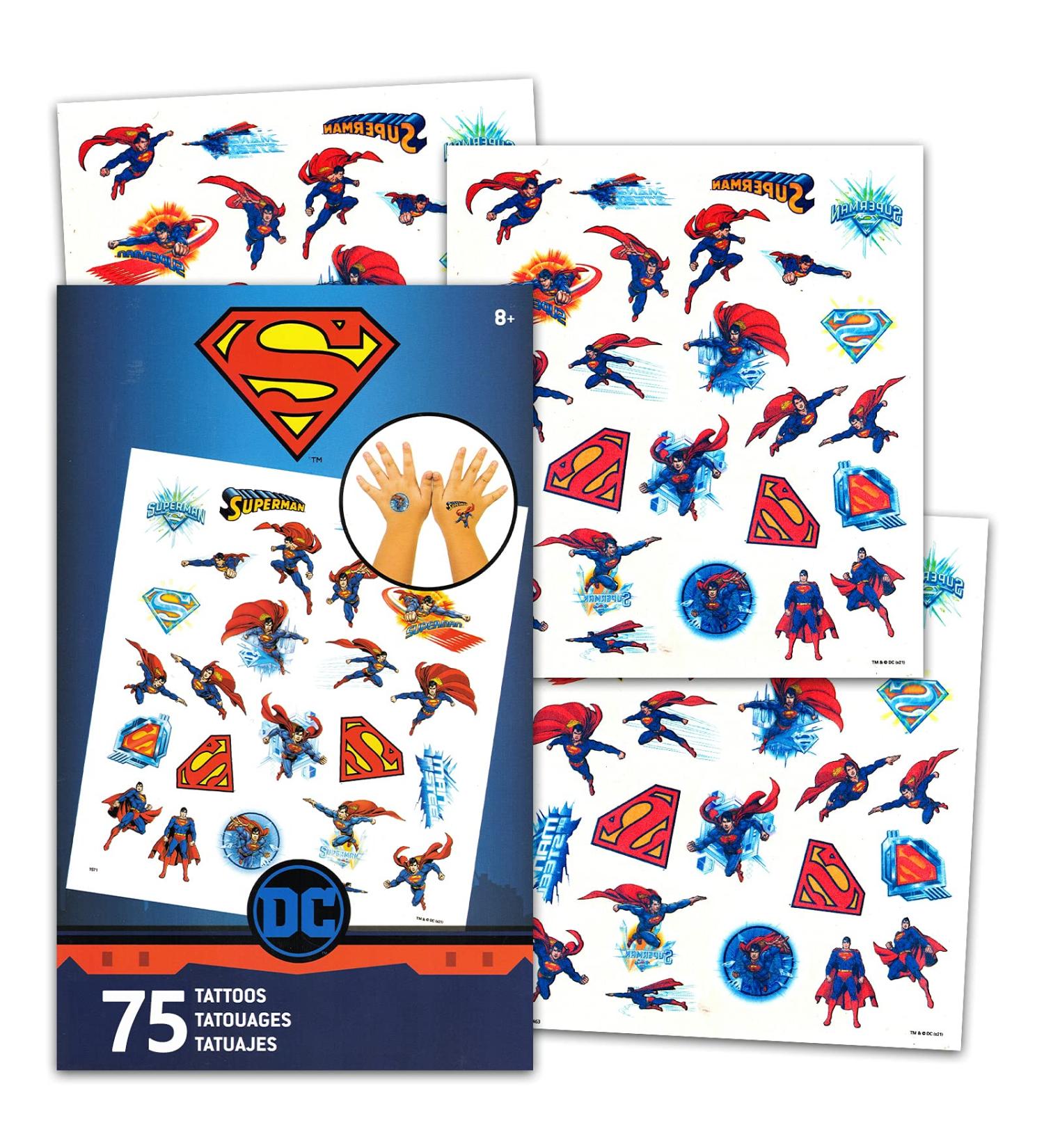 Superman Temporary Tattoos Party Favor Set (75 Temporary Tattoos)