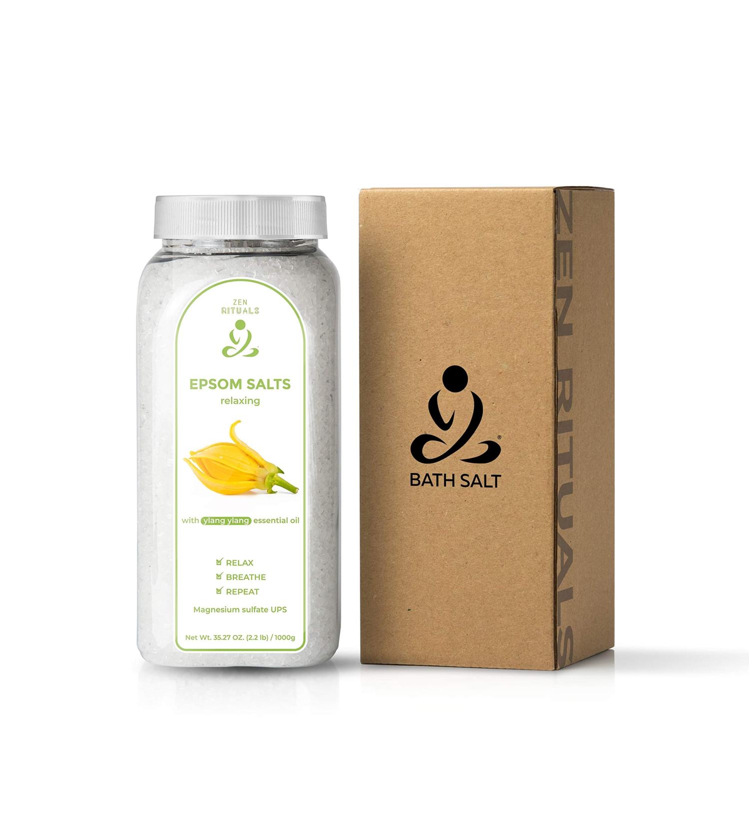 Zen Rituals Epsom Bath Salts Ylang Ylang - 1 KG | Pure Magnesium Sulphate | Relaxing International Shipping - Buy Online on GoSupps.com